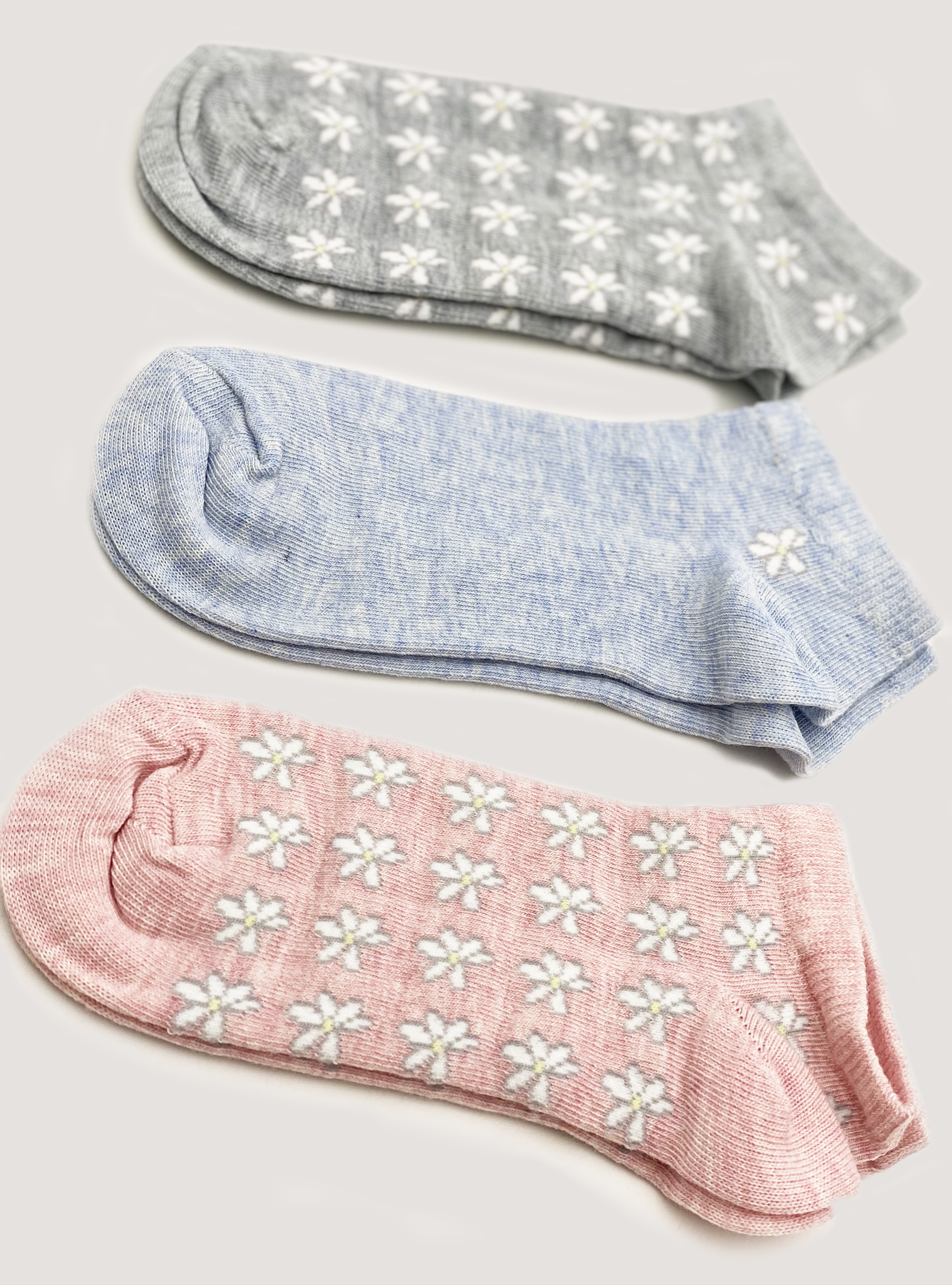 Set of 3 pairs of socks with flowers, MULTICOLOR