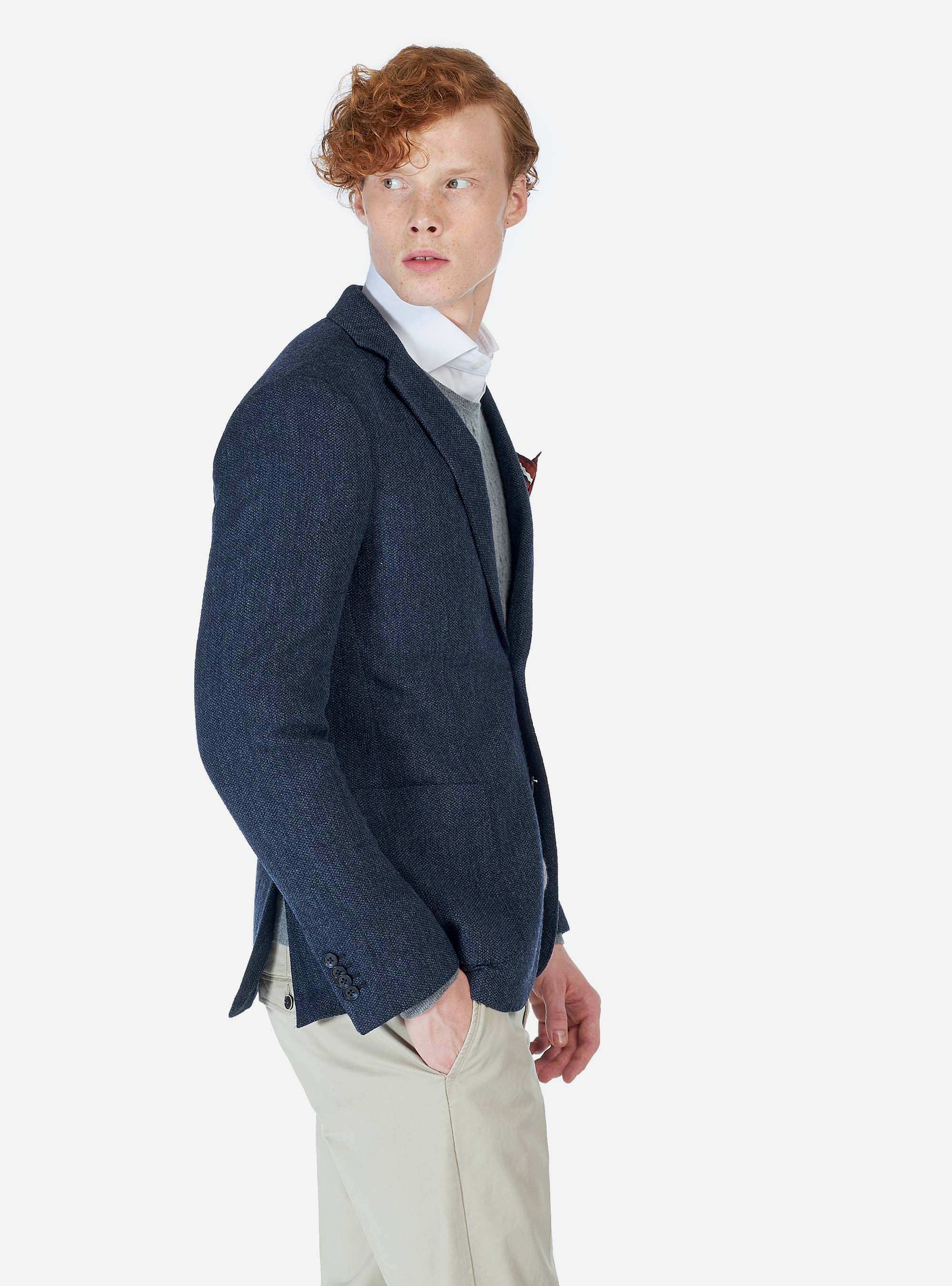 Veste col mao, C2254 BLUE