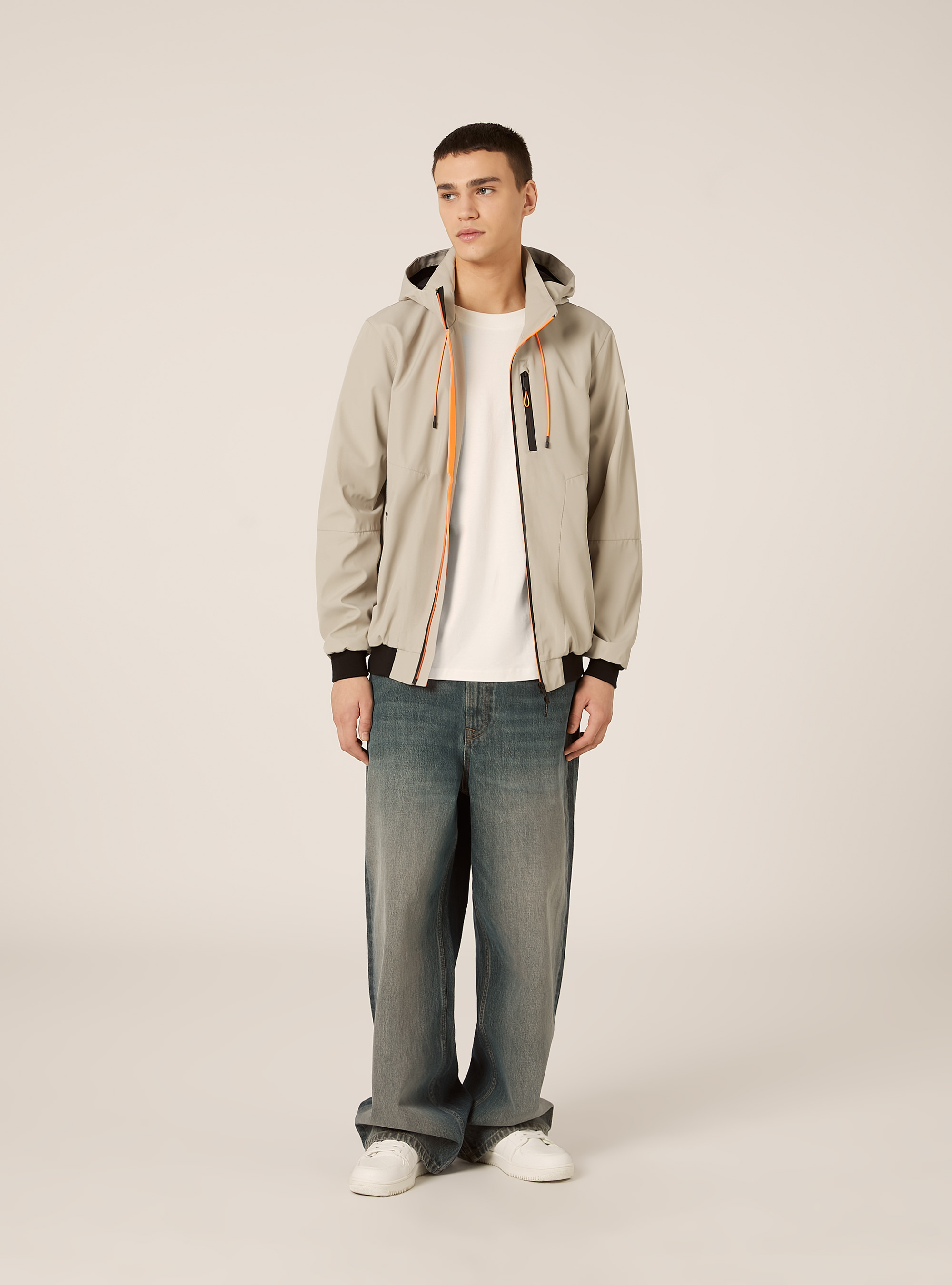 Bomber antivento con cappuccio, CR3 CREAM LIGHT