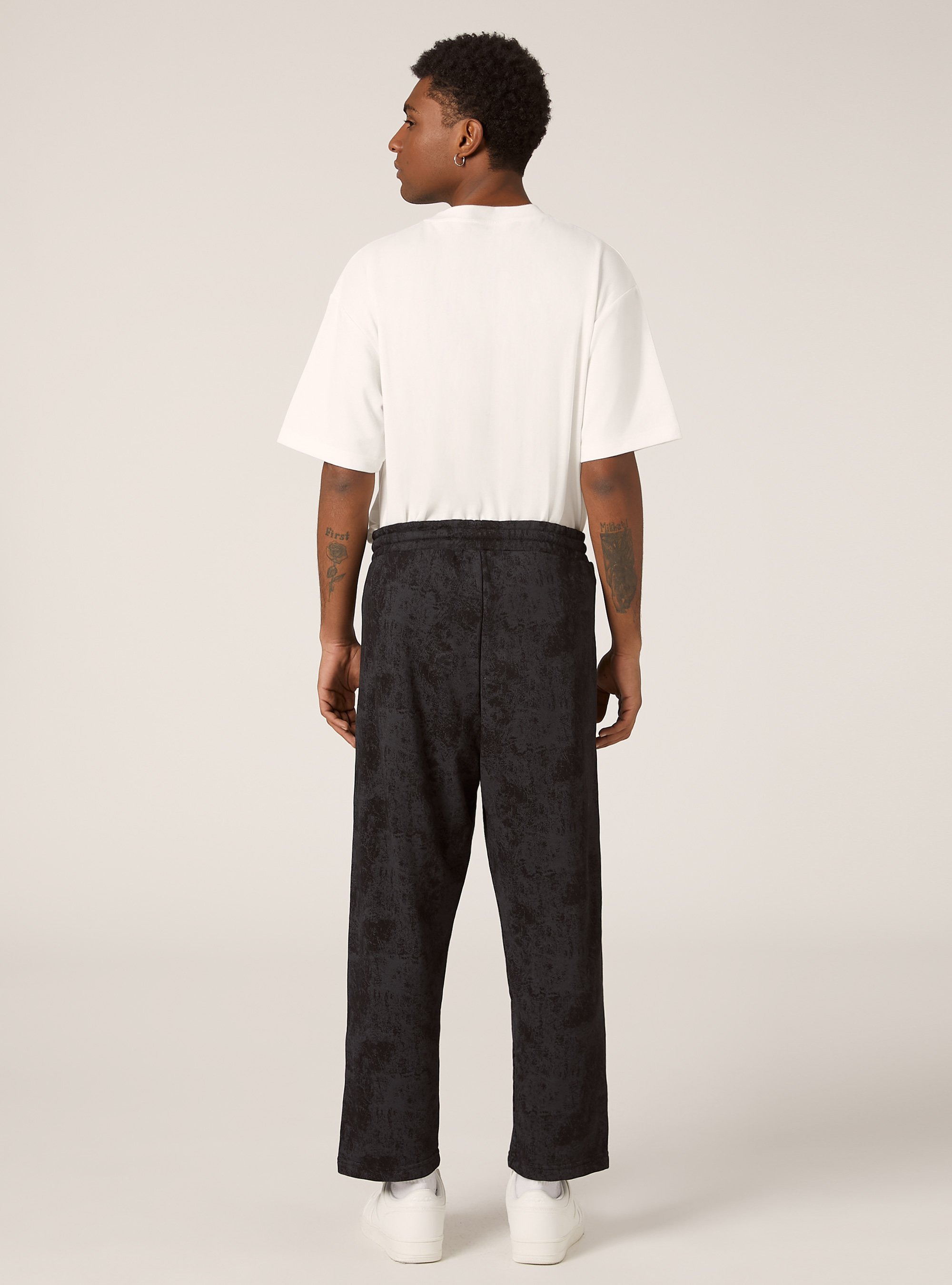 Marbled jogger pants, BK1 BLACK