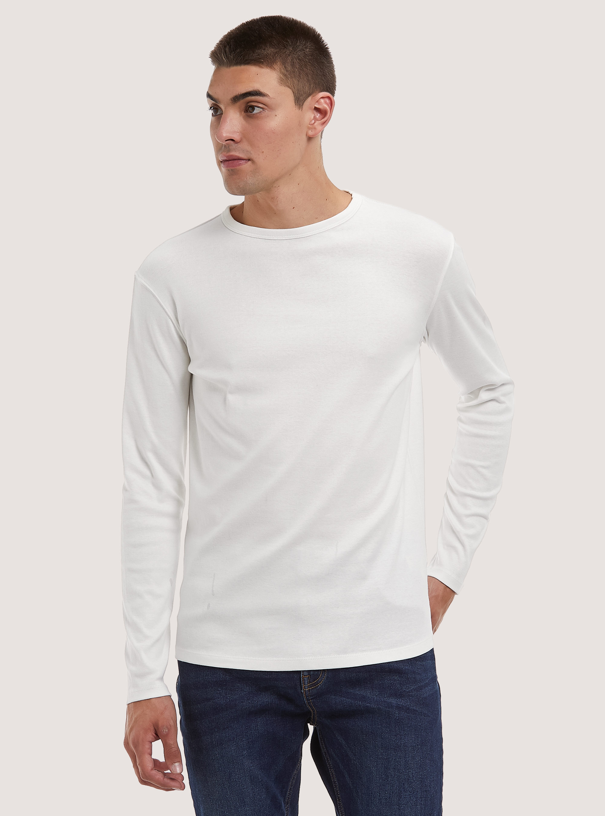 Long-sleeved cotton T-shirt, WH2 WHITE