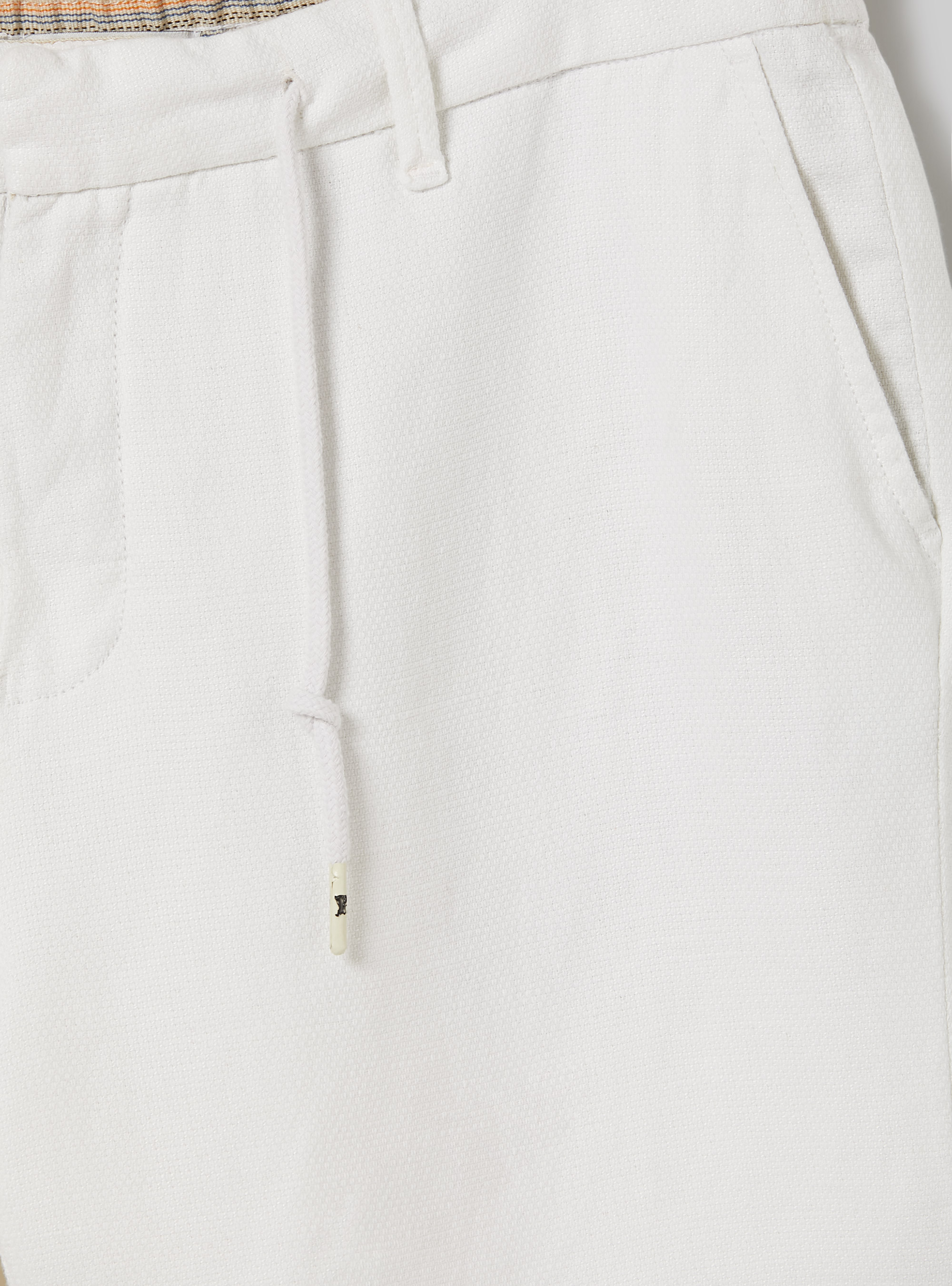 Linen-blend bermuda shorts with drawstring waist, WH1 OFF WHITE