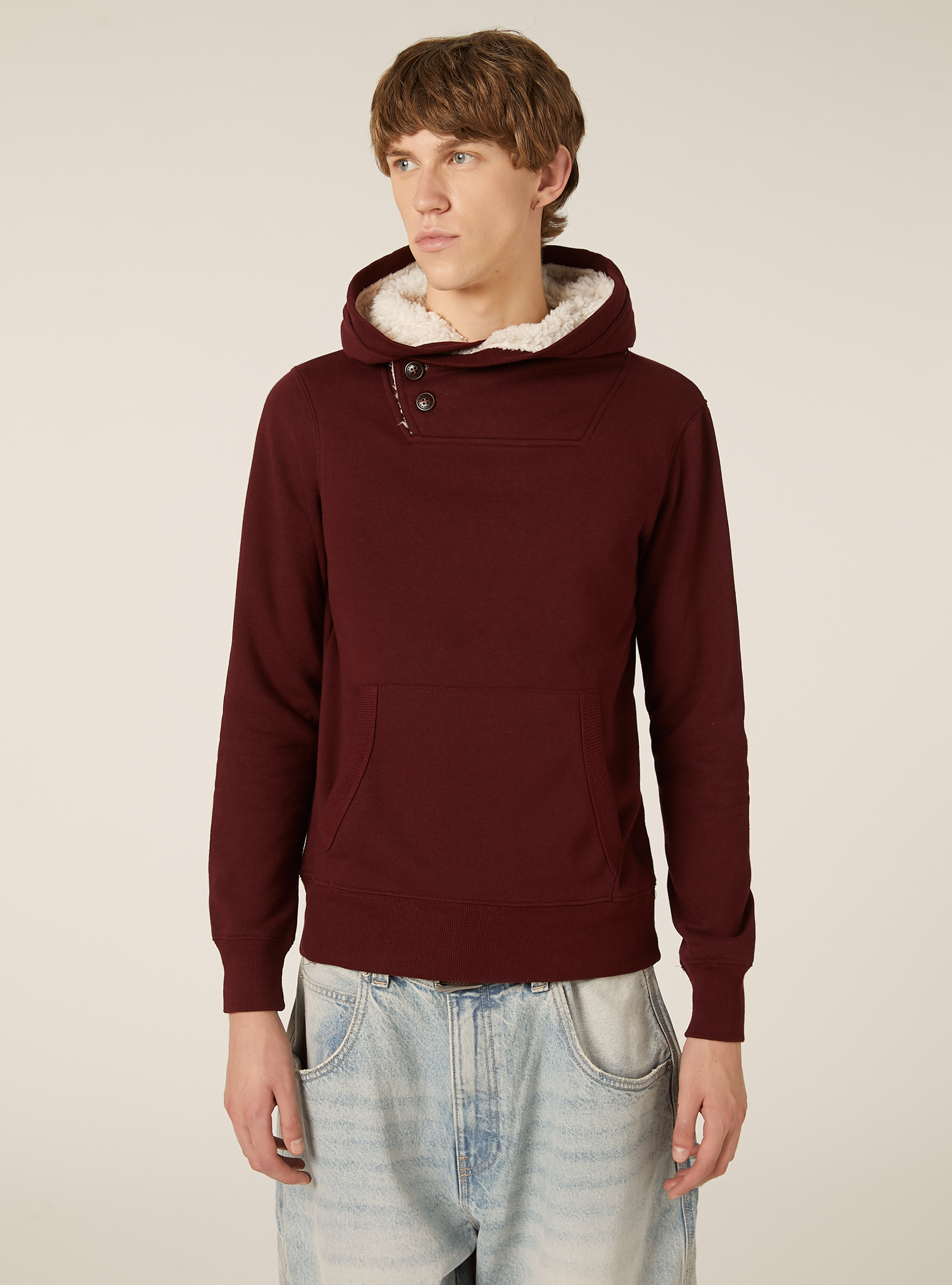 Kapuzenpullover aus Kunstfell, BO2 BORDEAUX MEDIUM