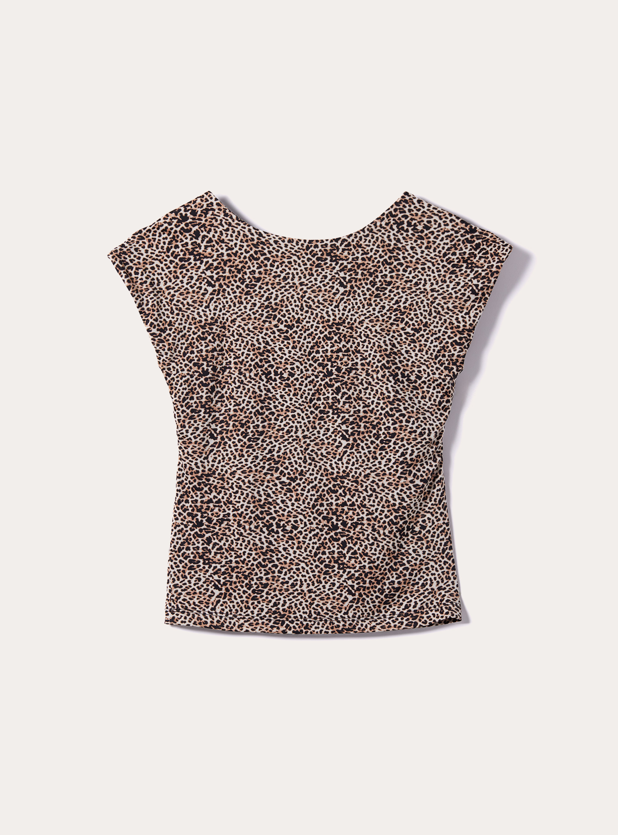 Animal print open back T-shirt, ANIMALIER BROWN