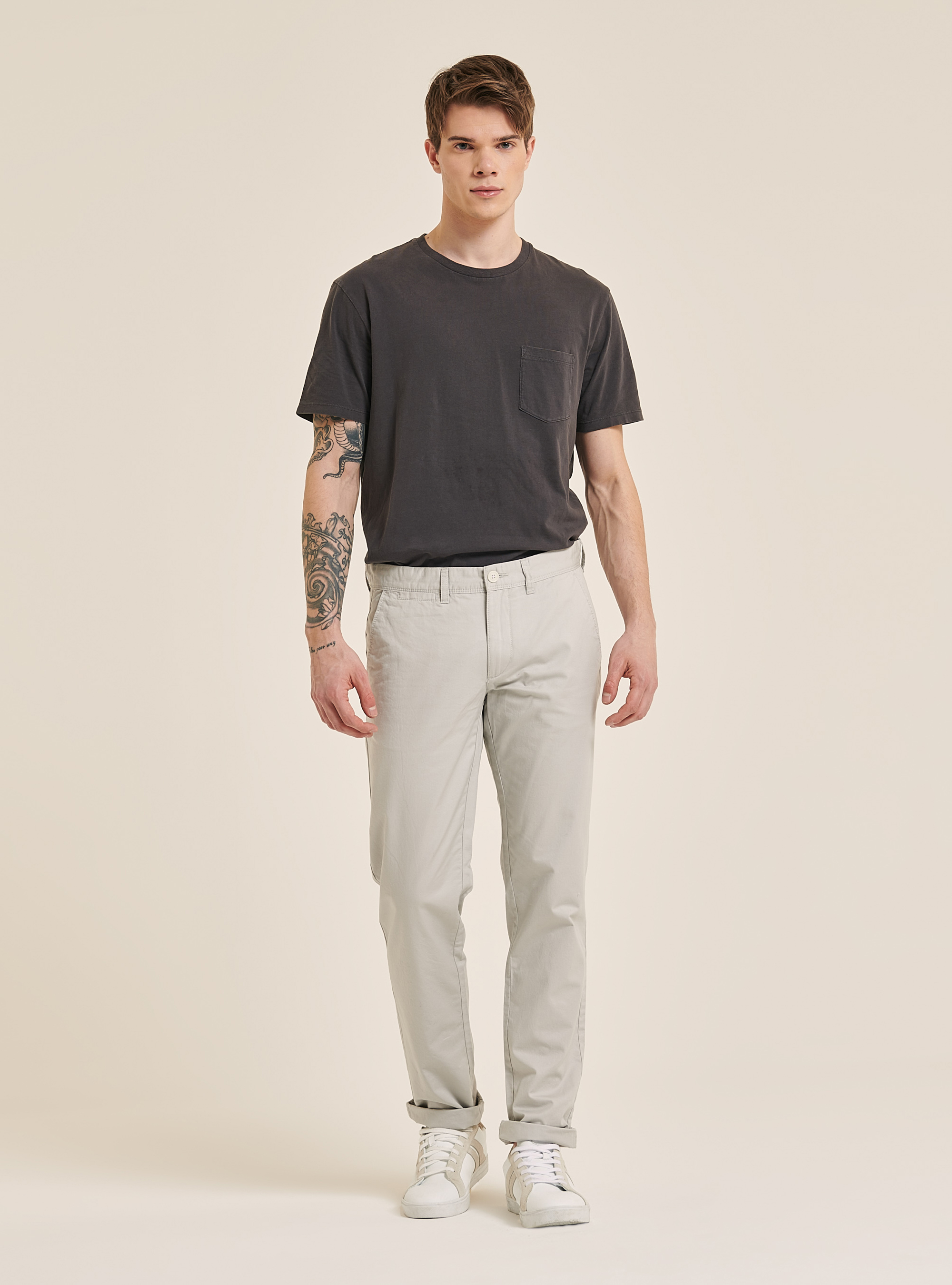 Pantalones chinos de sarga, C161 GREY