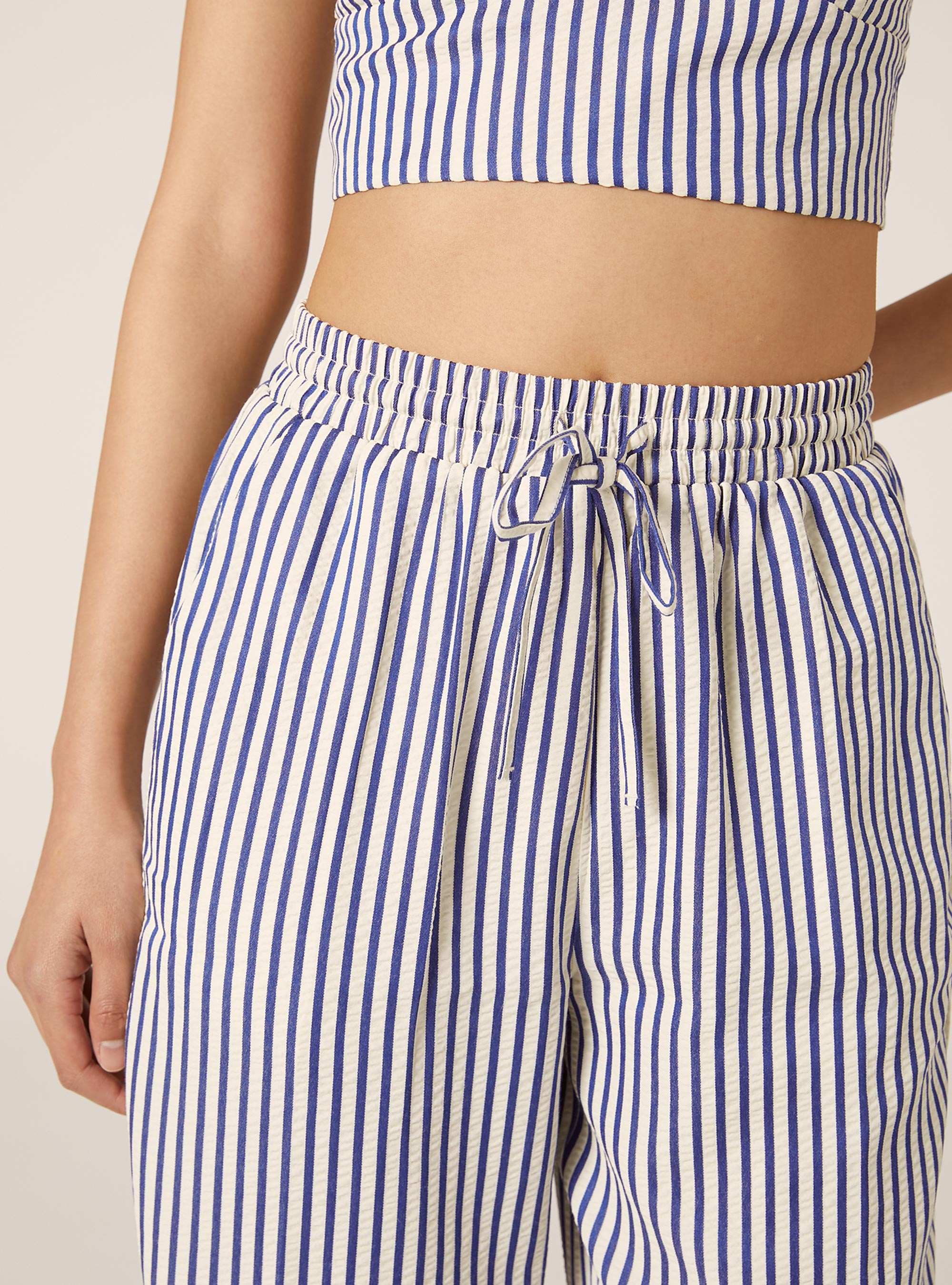 Pantaloni a righe con texture stropicciata, NA2 NAVY MEDIUM
