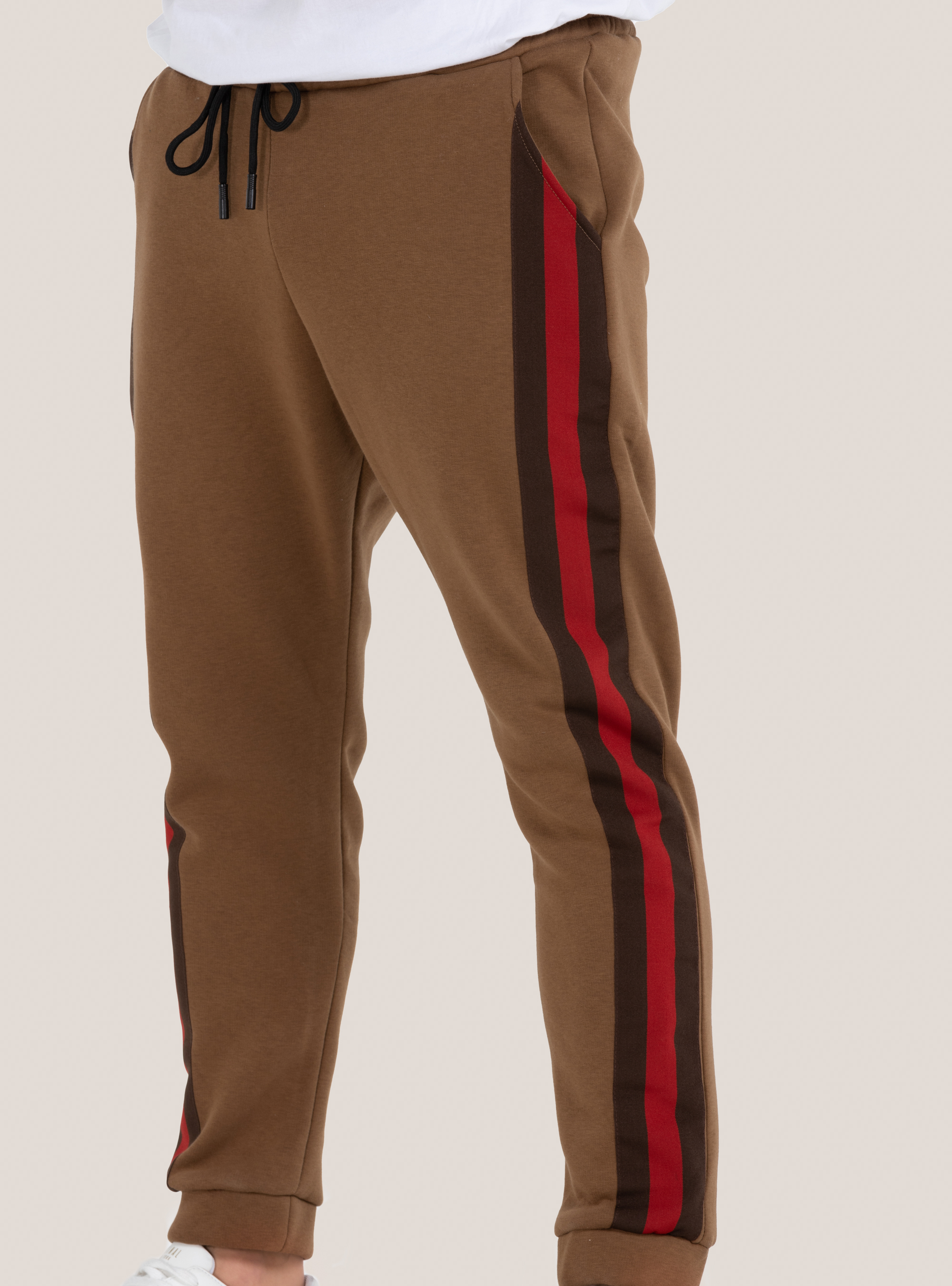 Pantaloni jogger con tape laterali, C104 CREAM