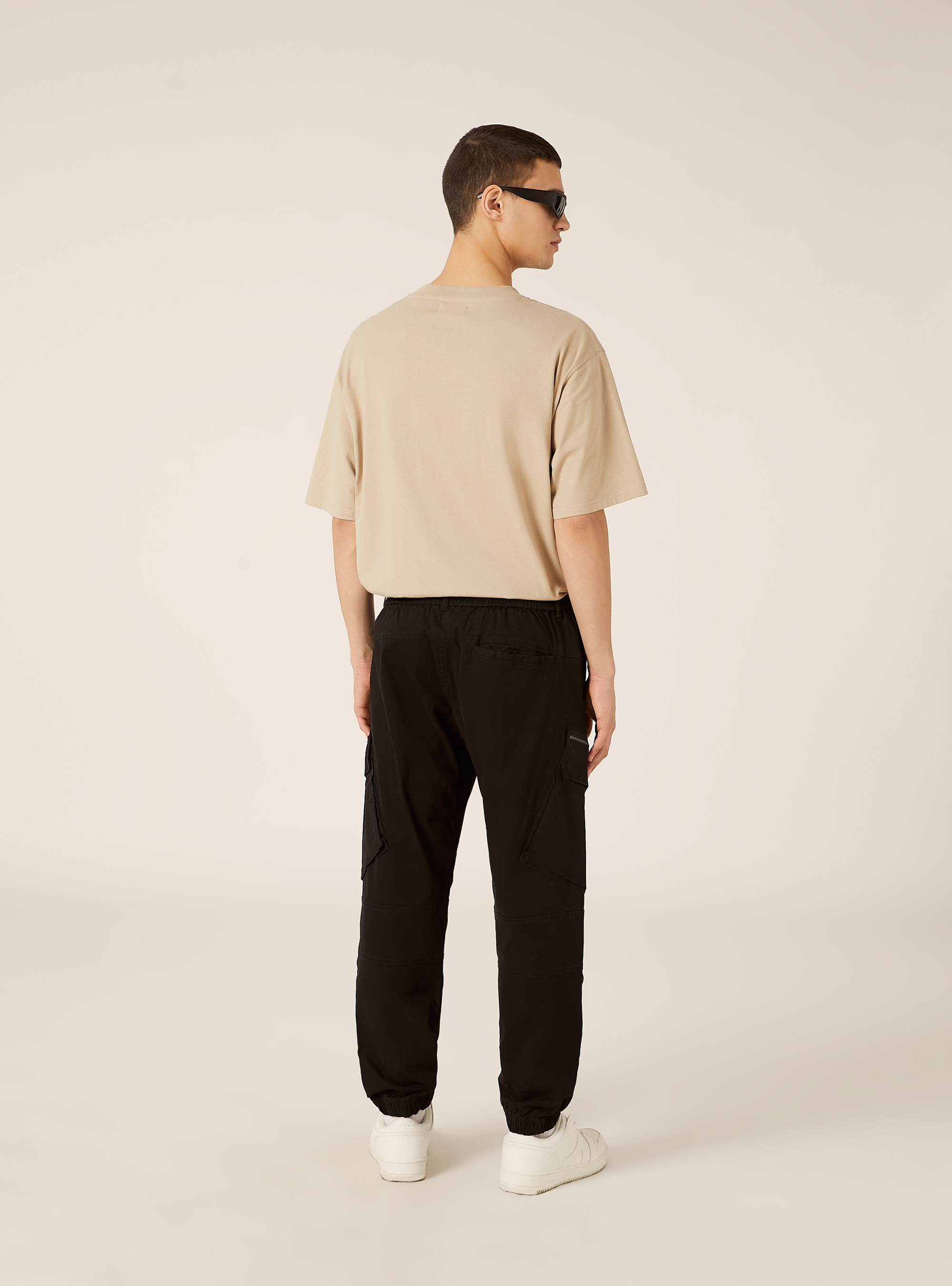 Pantalon cargo en twill, BK1 BLACK