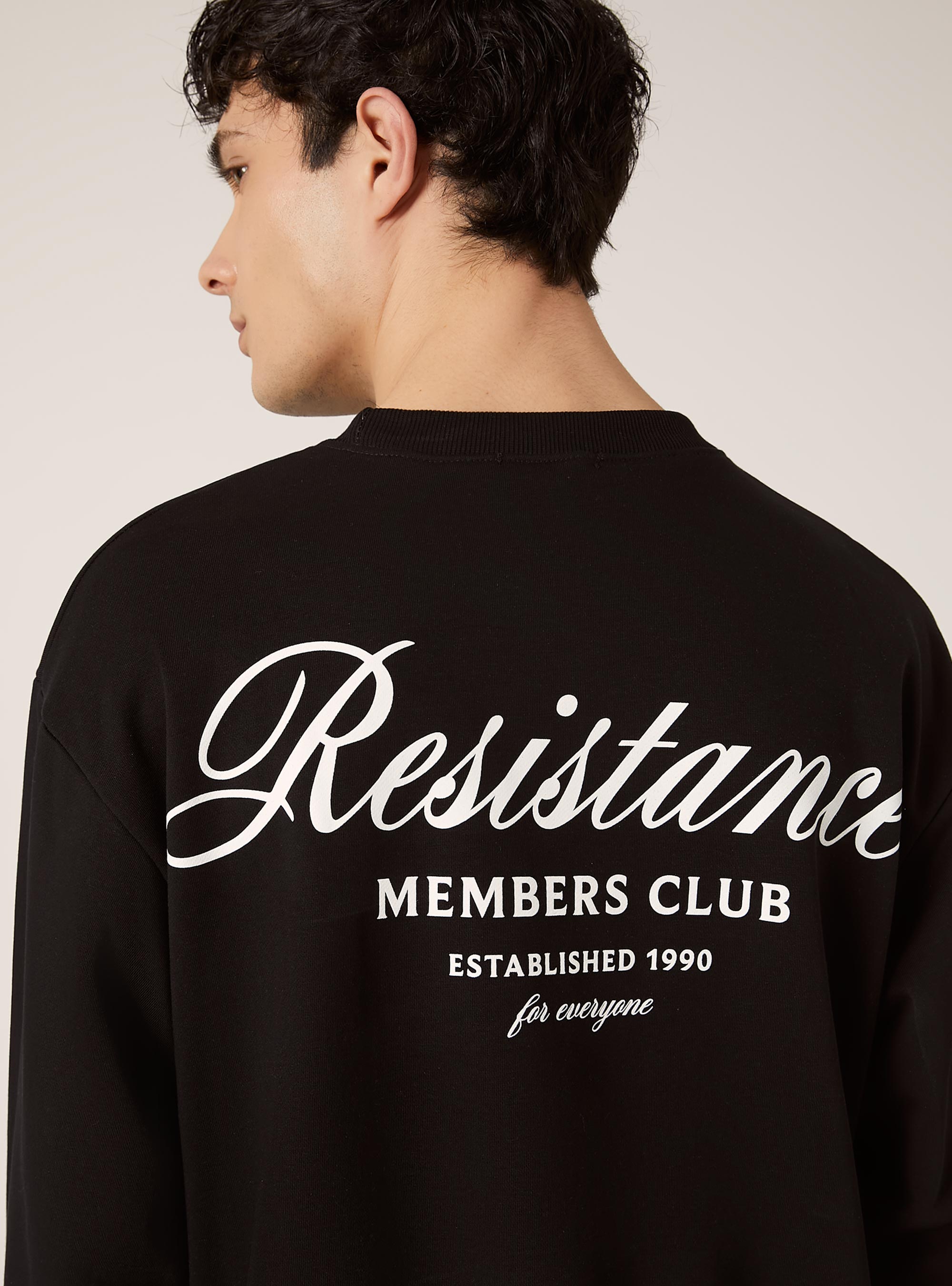 Boxy fit sweatshirt with print, BK1 BLACK