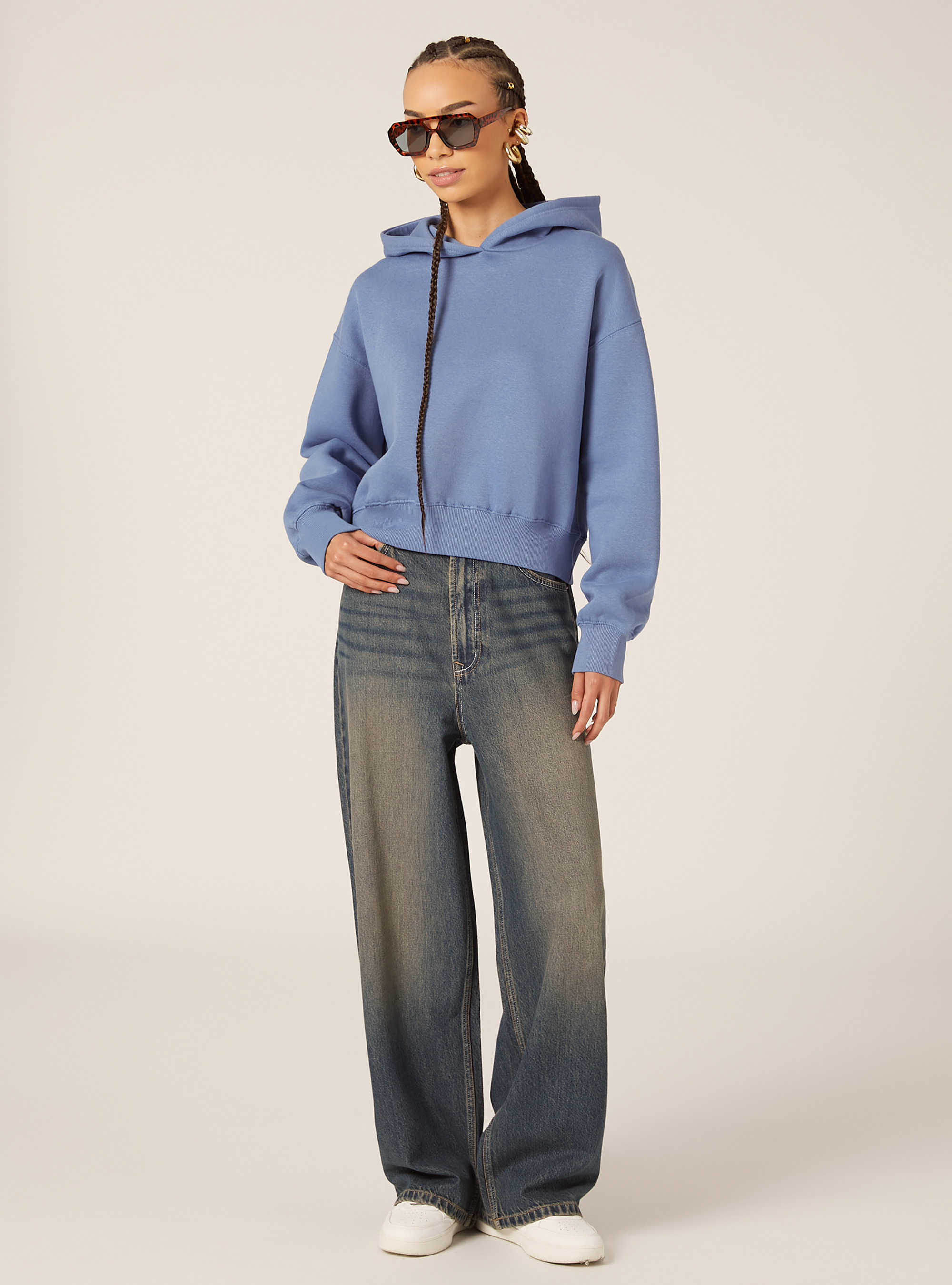 Sweat à capuche coupe boxy, AZ1 AZURE DARK