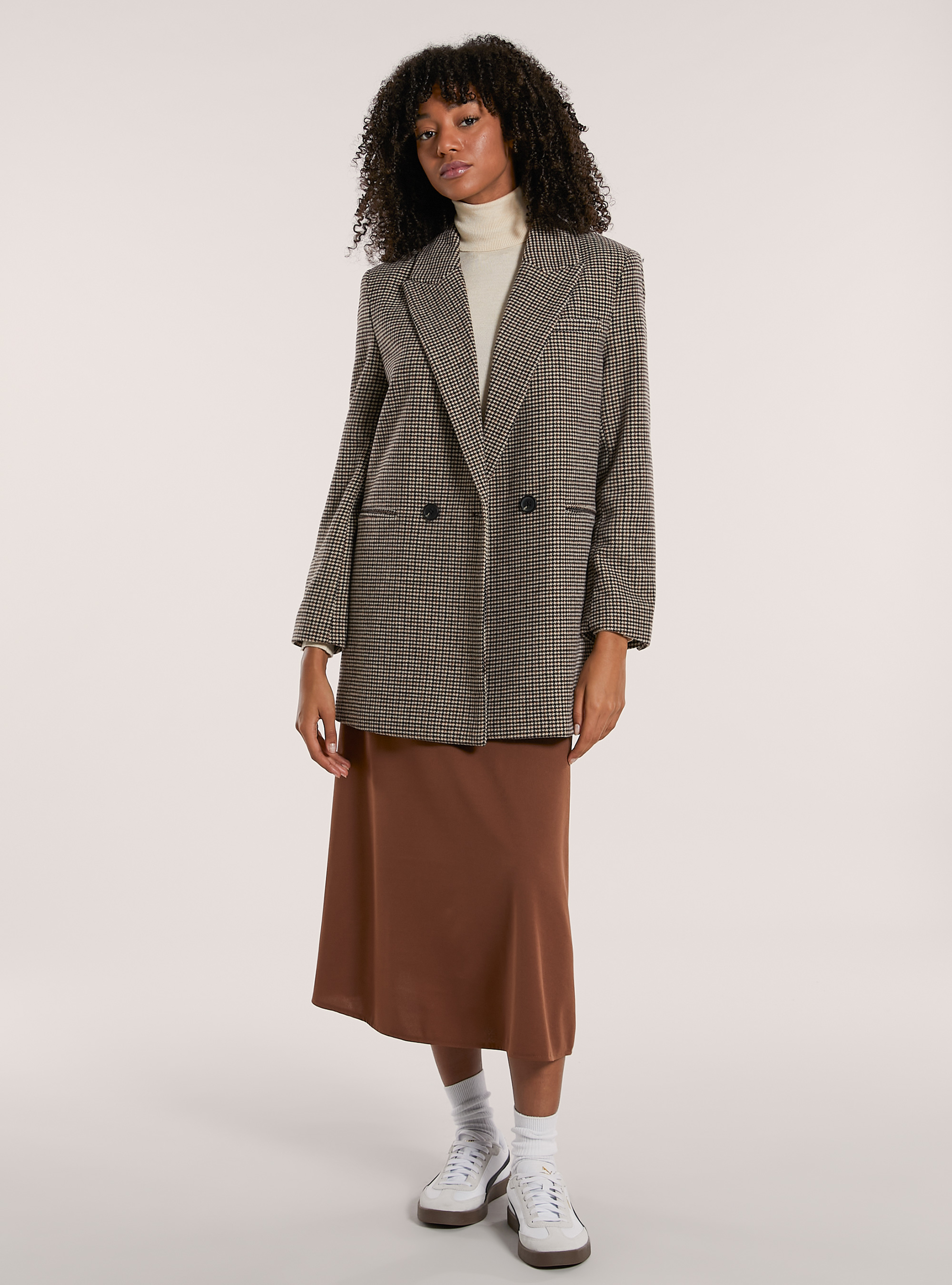 Blazer doppiopetto a quadri, BR2 BROWN MEDIUM