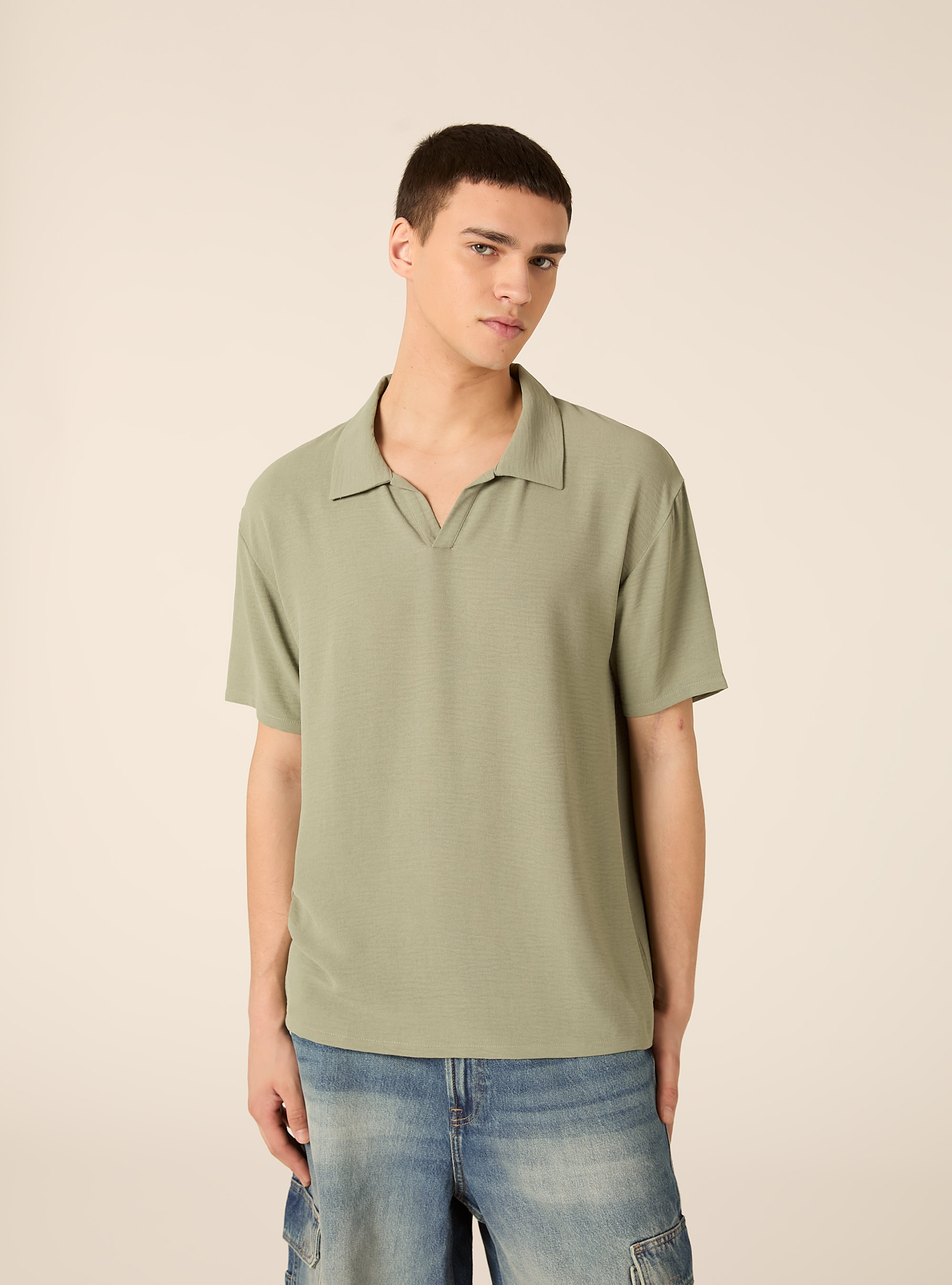 Polo basica in crepe, KY2 KAKY MEDIUM