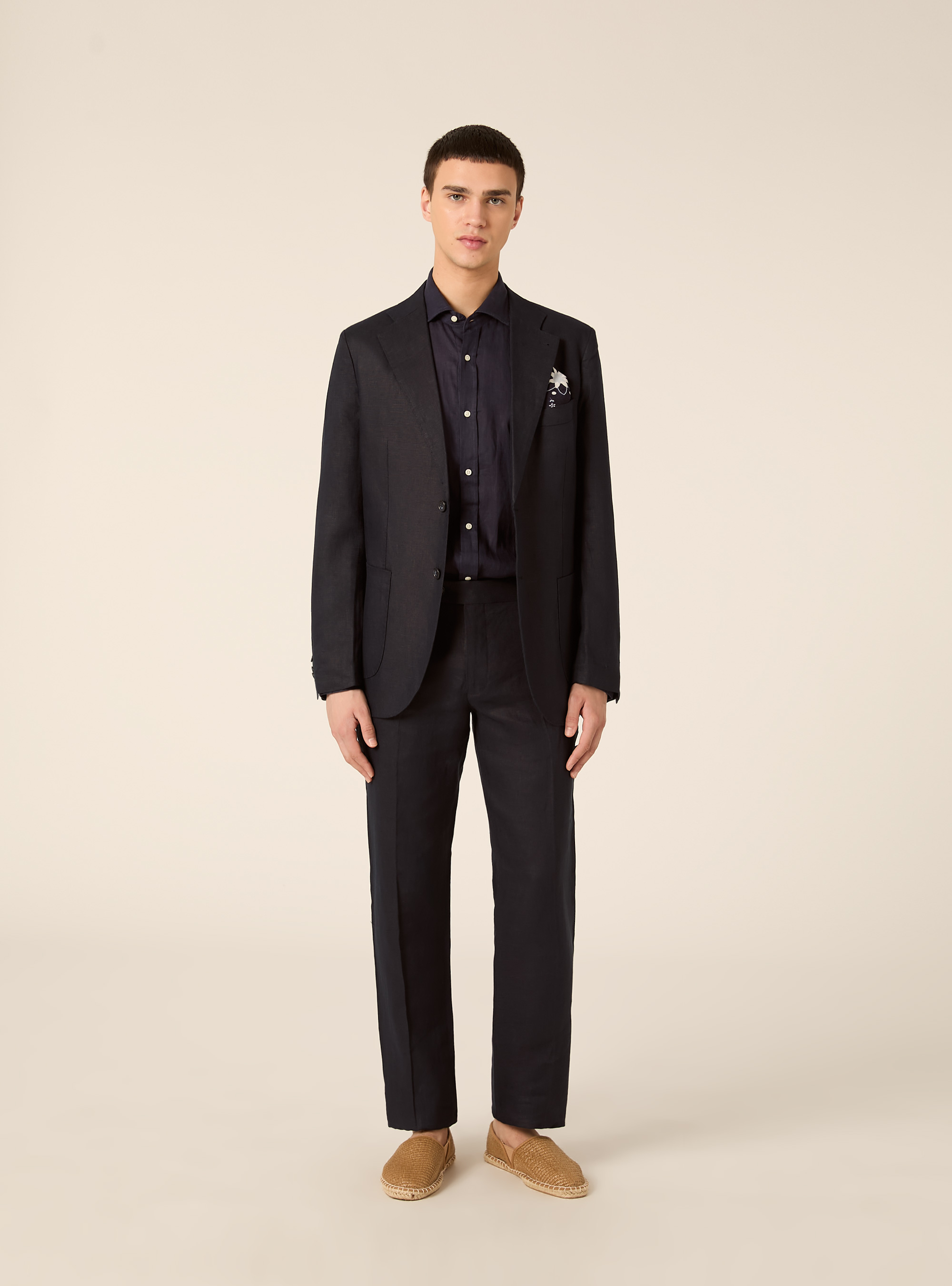 Giacca in lino monopetto, NA1 NAVY DARK