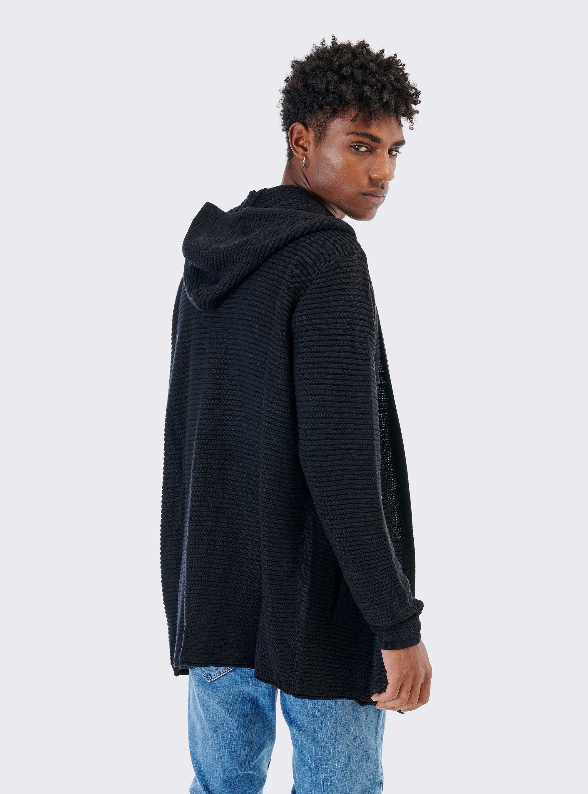 OPEN PULLOVER, BLACK