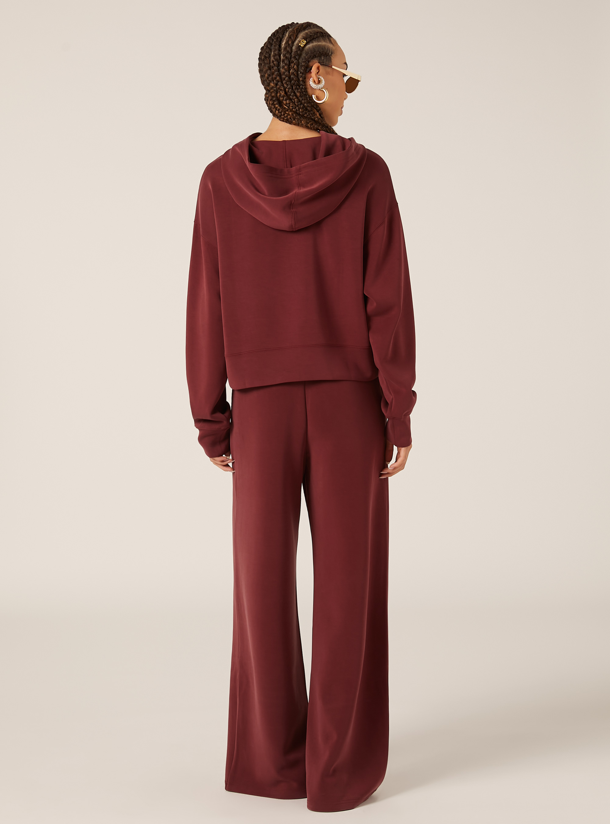 Felpa cappuccio soft touch, BO1 BORDEAUX DARK