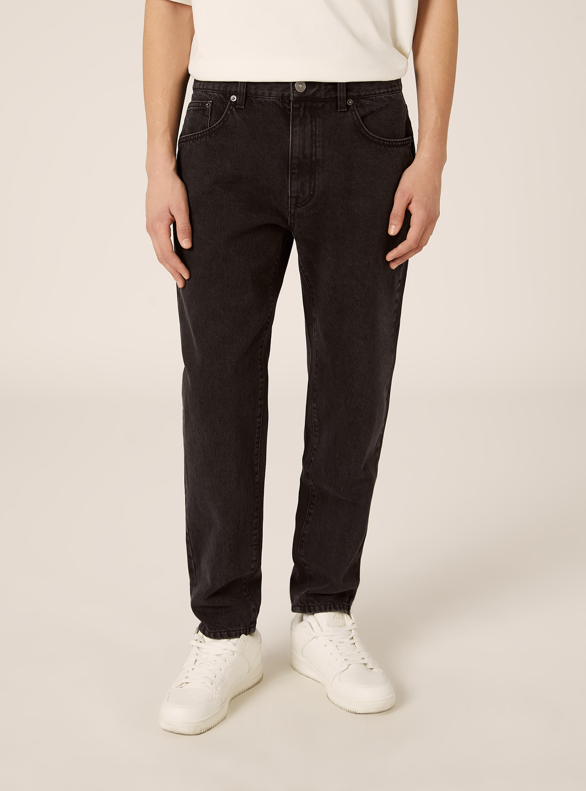 Pantaloni in denim loose fit, D000 BLACK