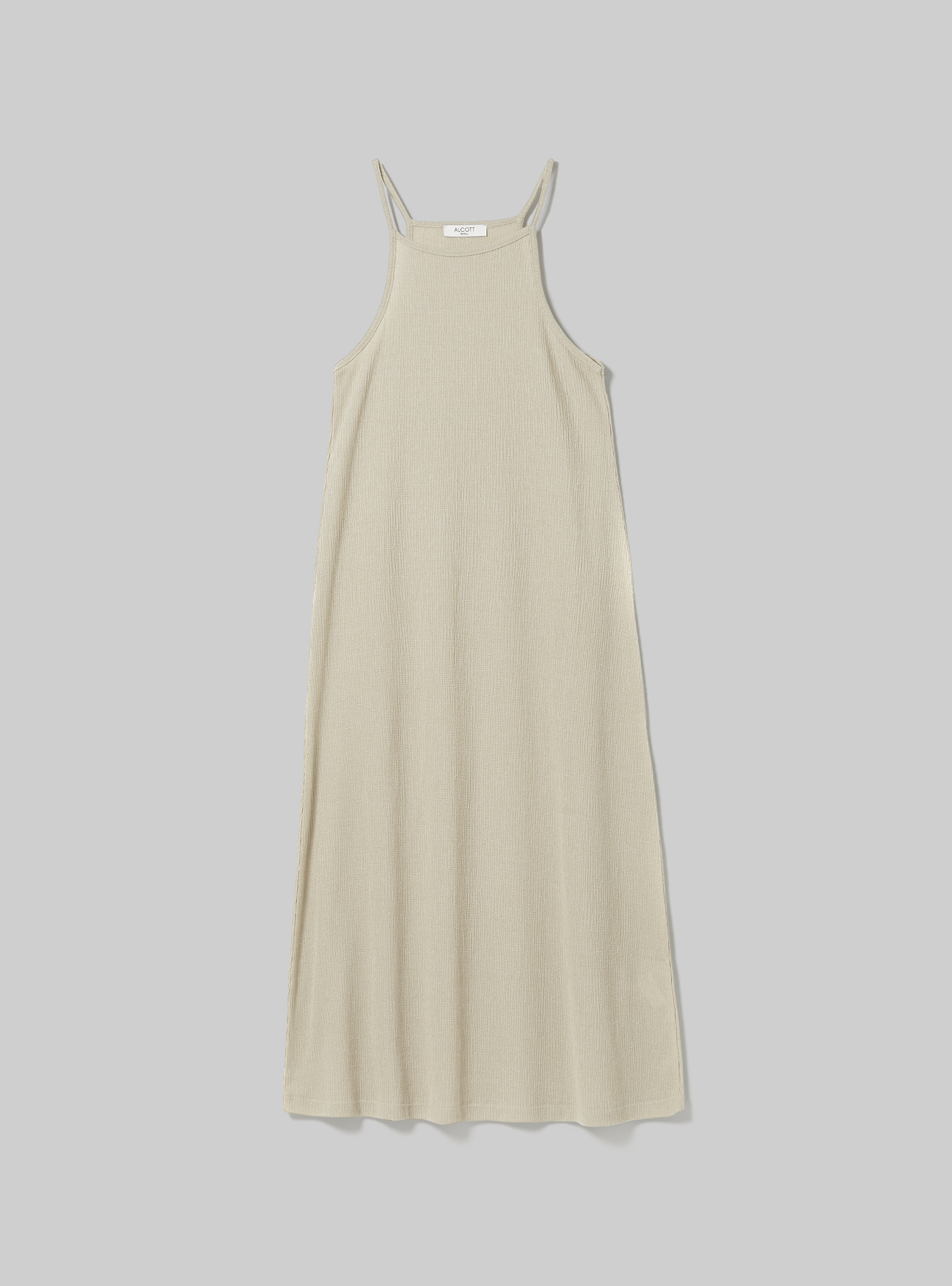 Vestido midi con escote halter, BG3 BEIGE LIGHT