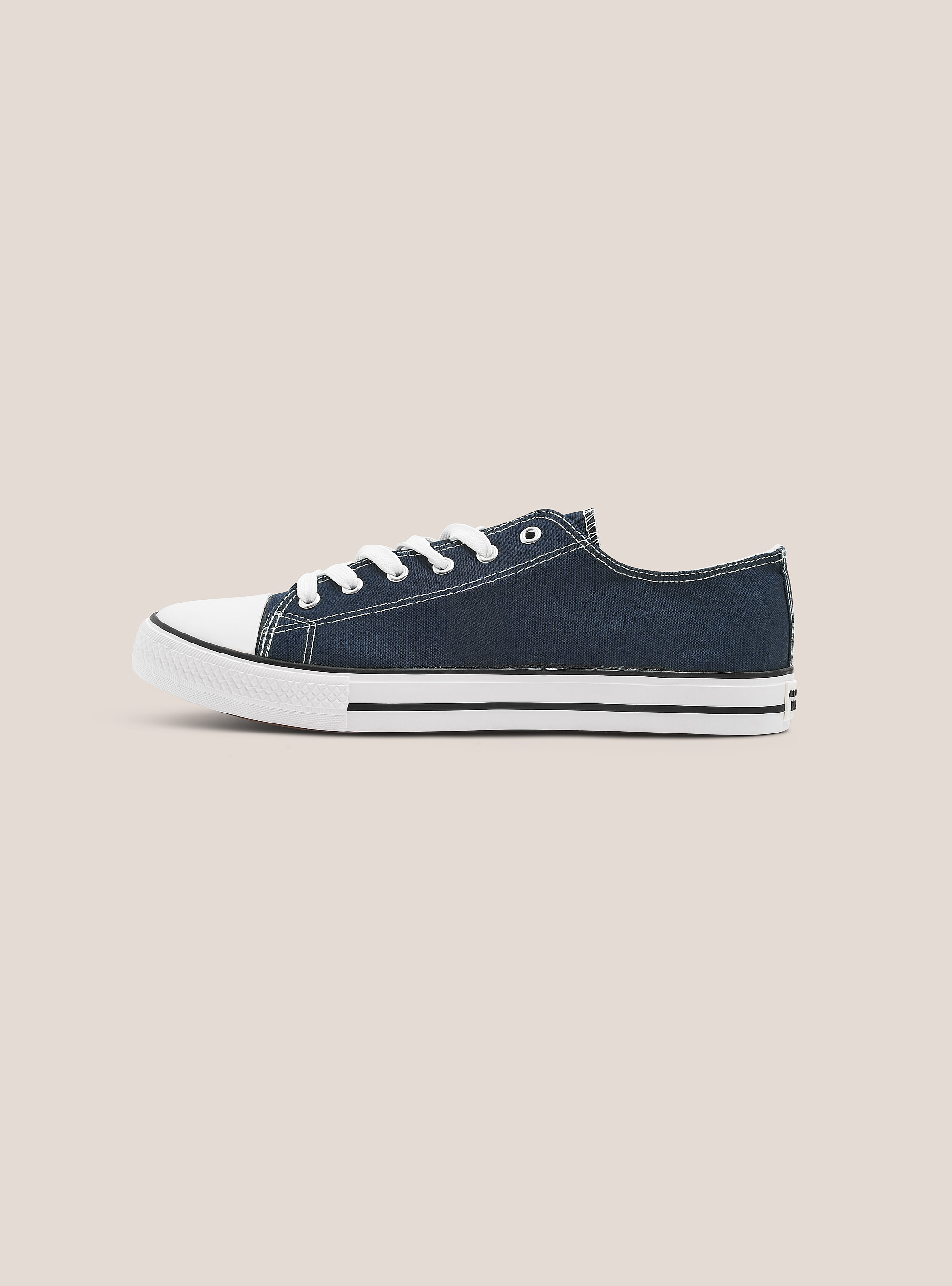 Low trainers in light fabric, BLUE