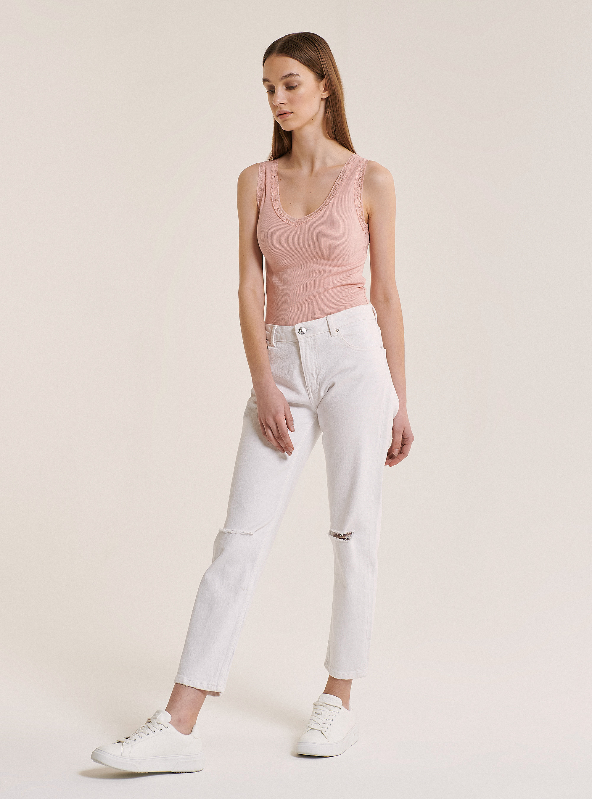 Tank top with lace, PINK