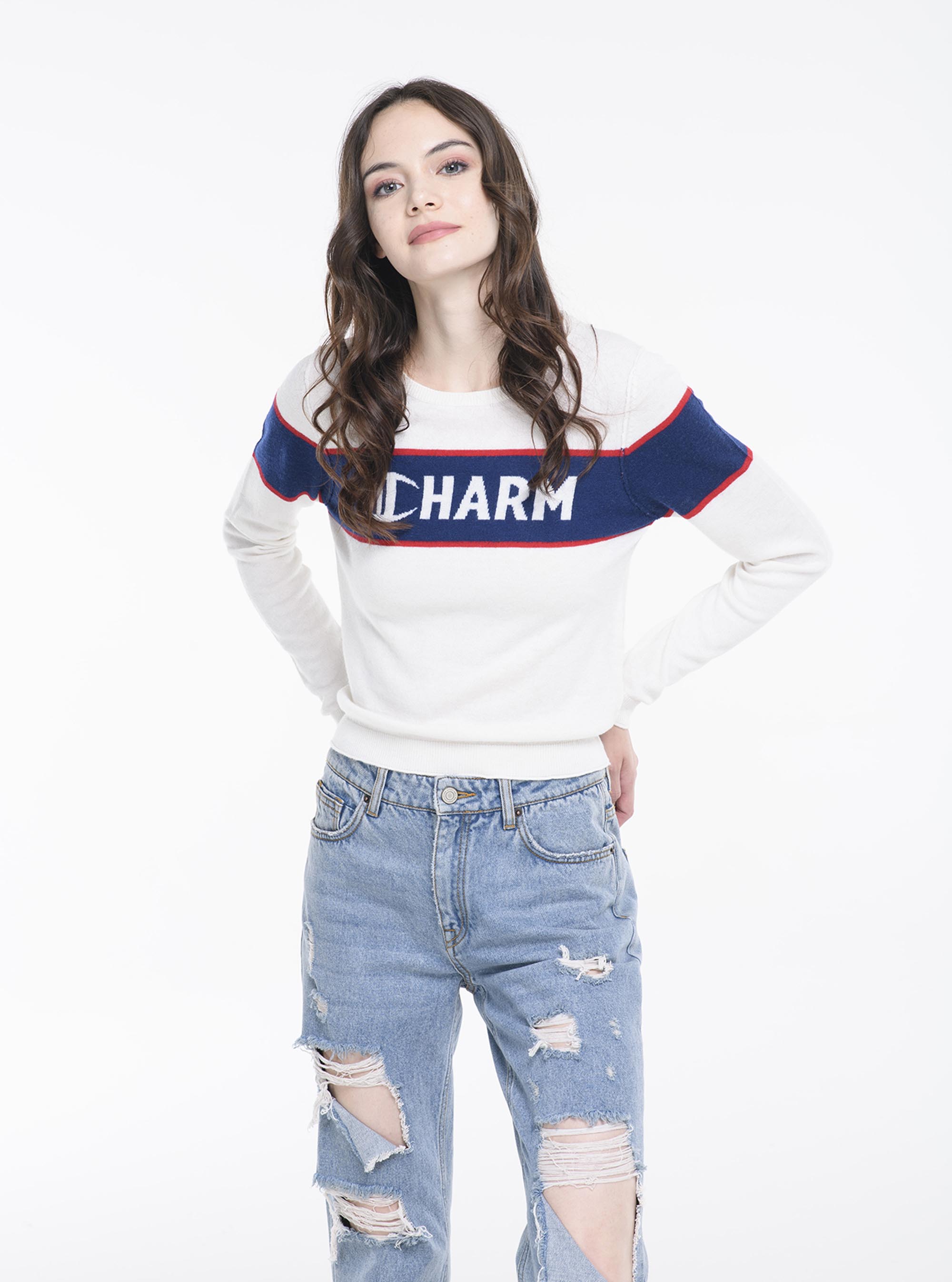 Pullover con scritta, OFF-WHITE