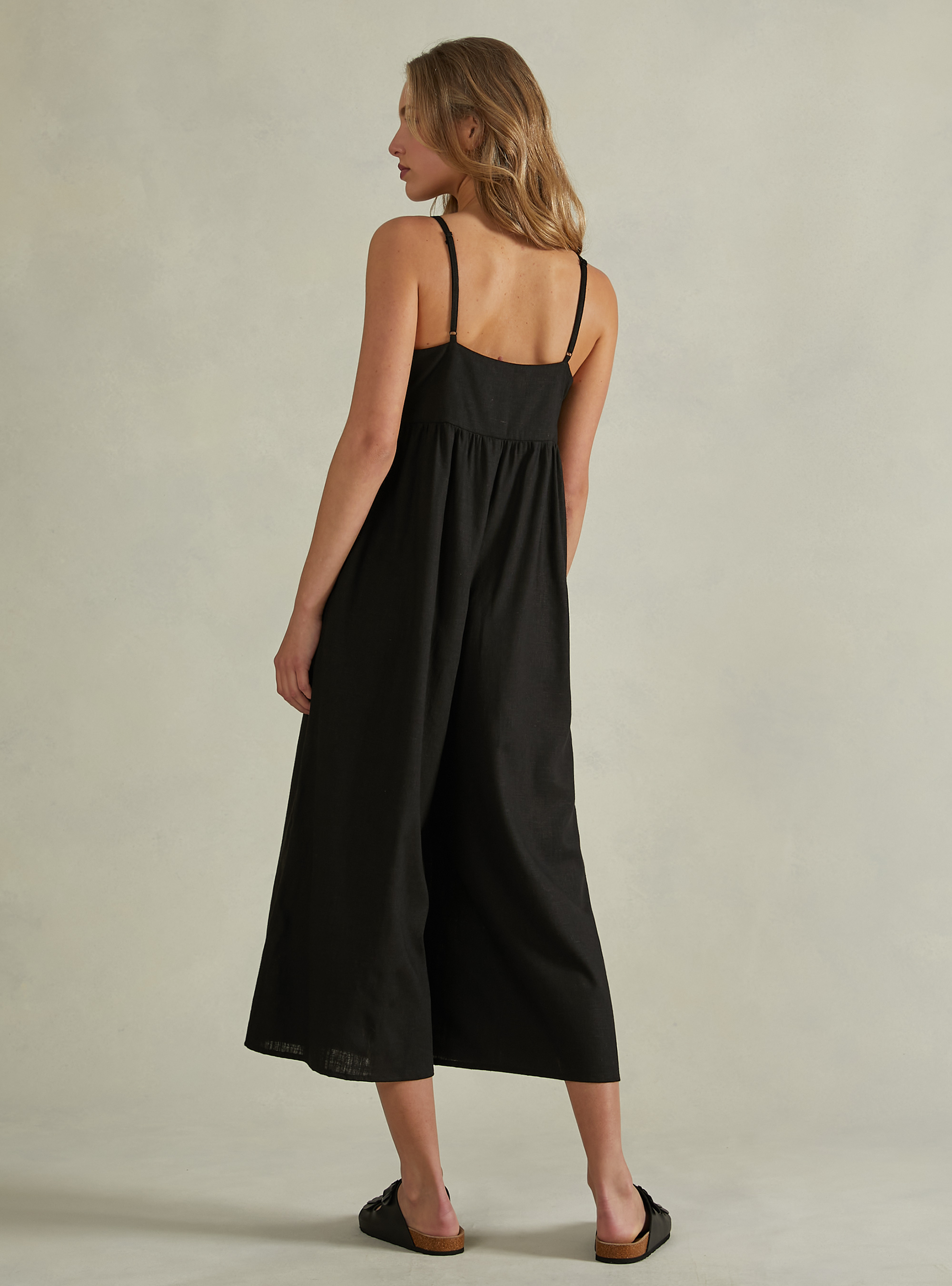 Unifarbener Overall aus Leinenmischung, BK1 BLACK