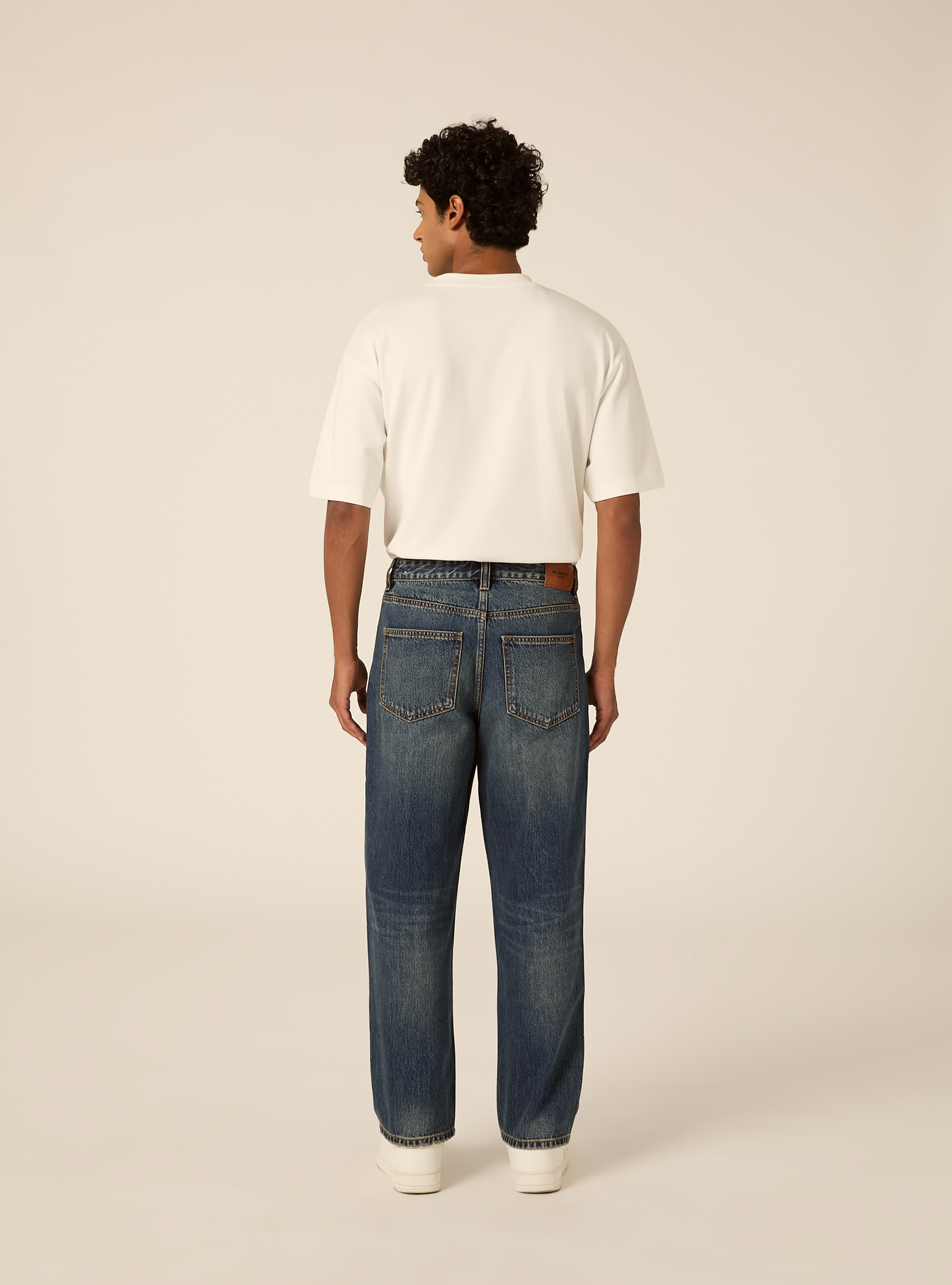 Pantalone in denim tapered fit, D100 BLUE DARK OVERDYE
