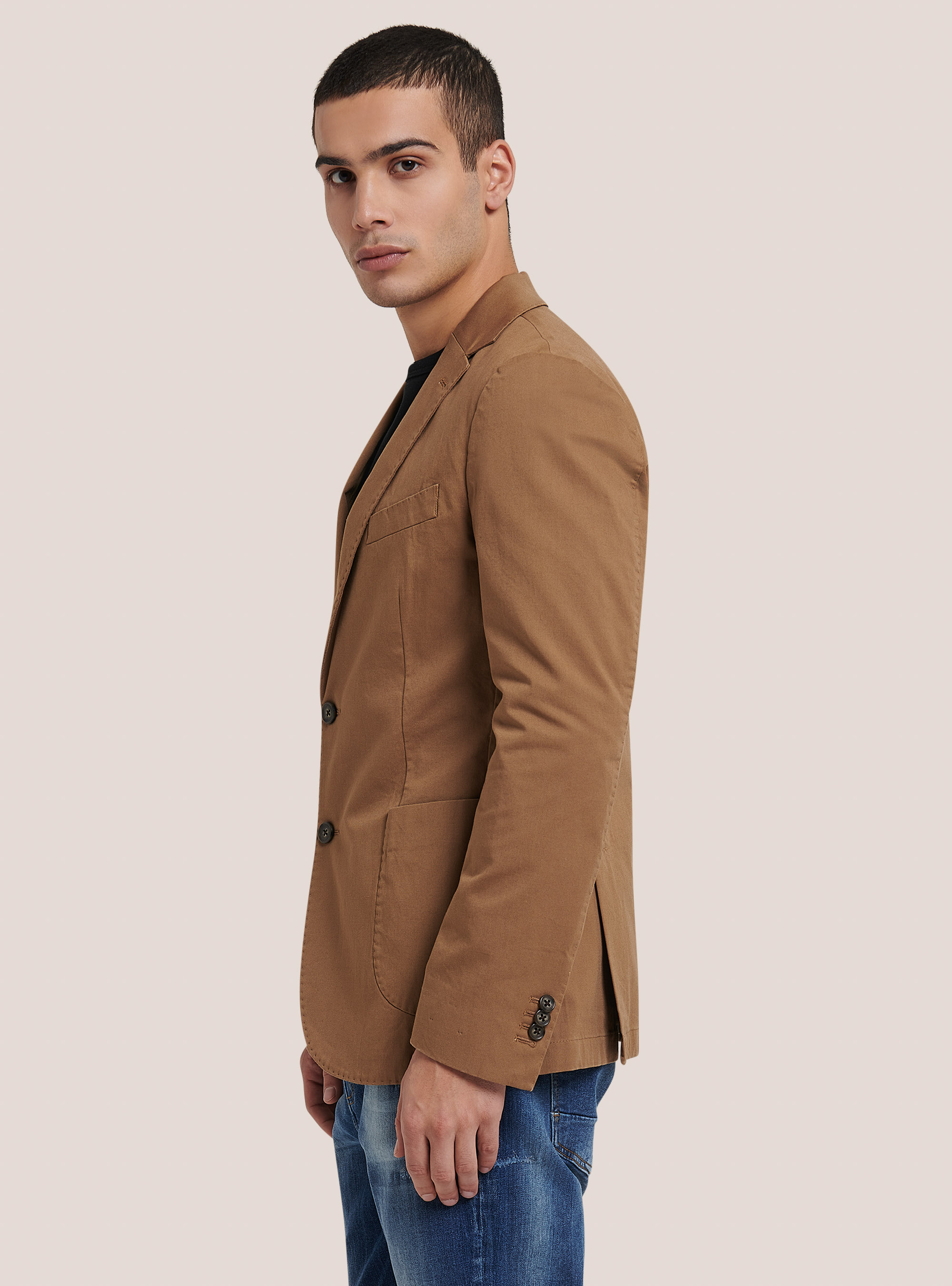 Veste à poches plaquées en coton mélangé, C5616 TOBACCO