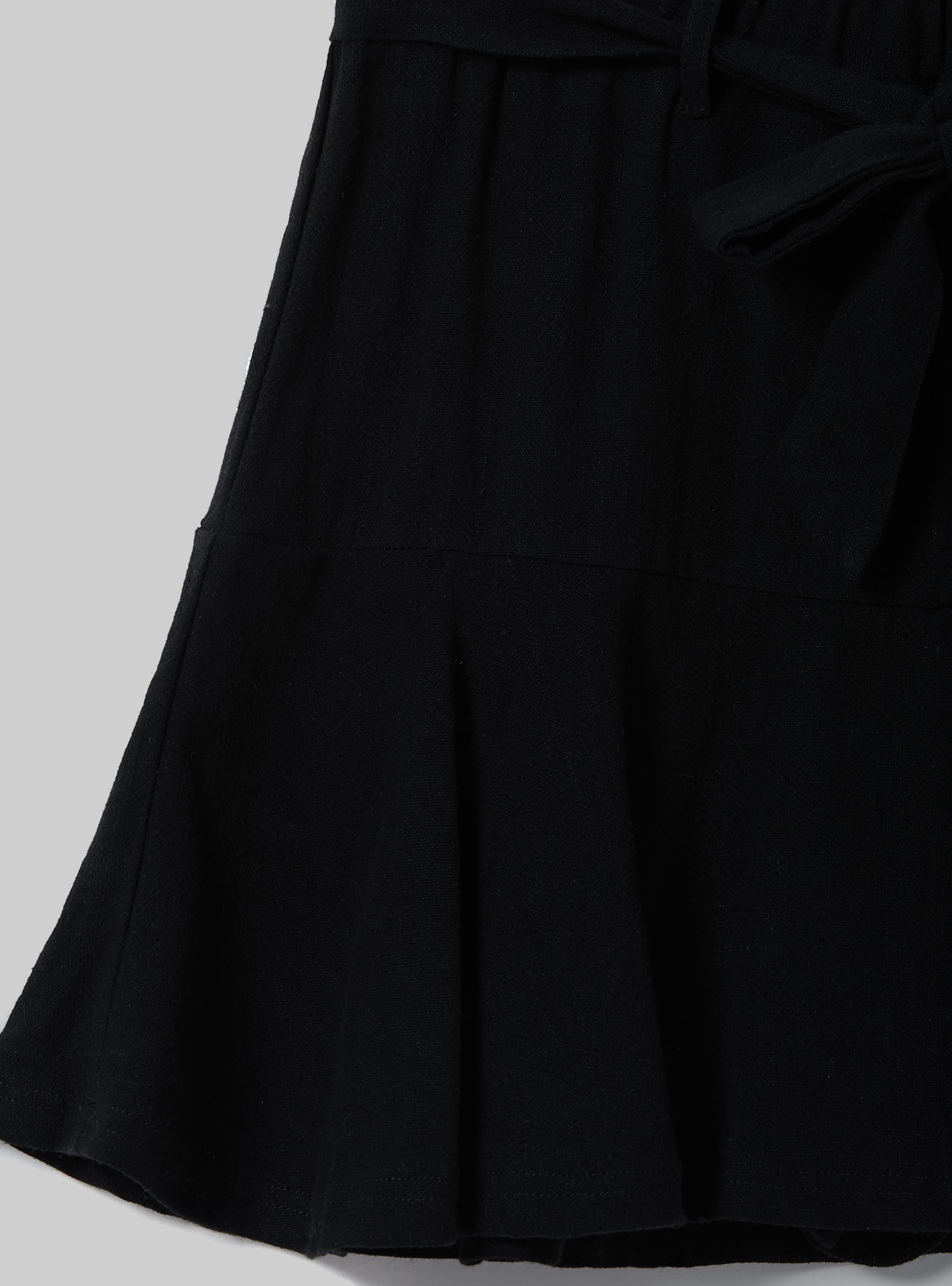 Linen-blend skort with strap, BK1 BLACK