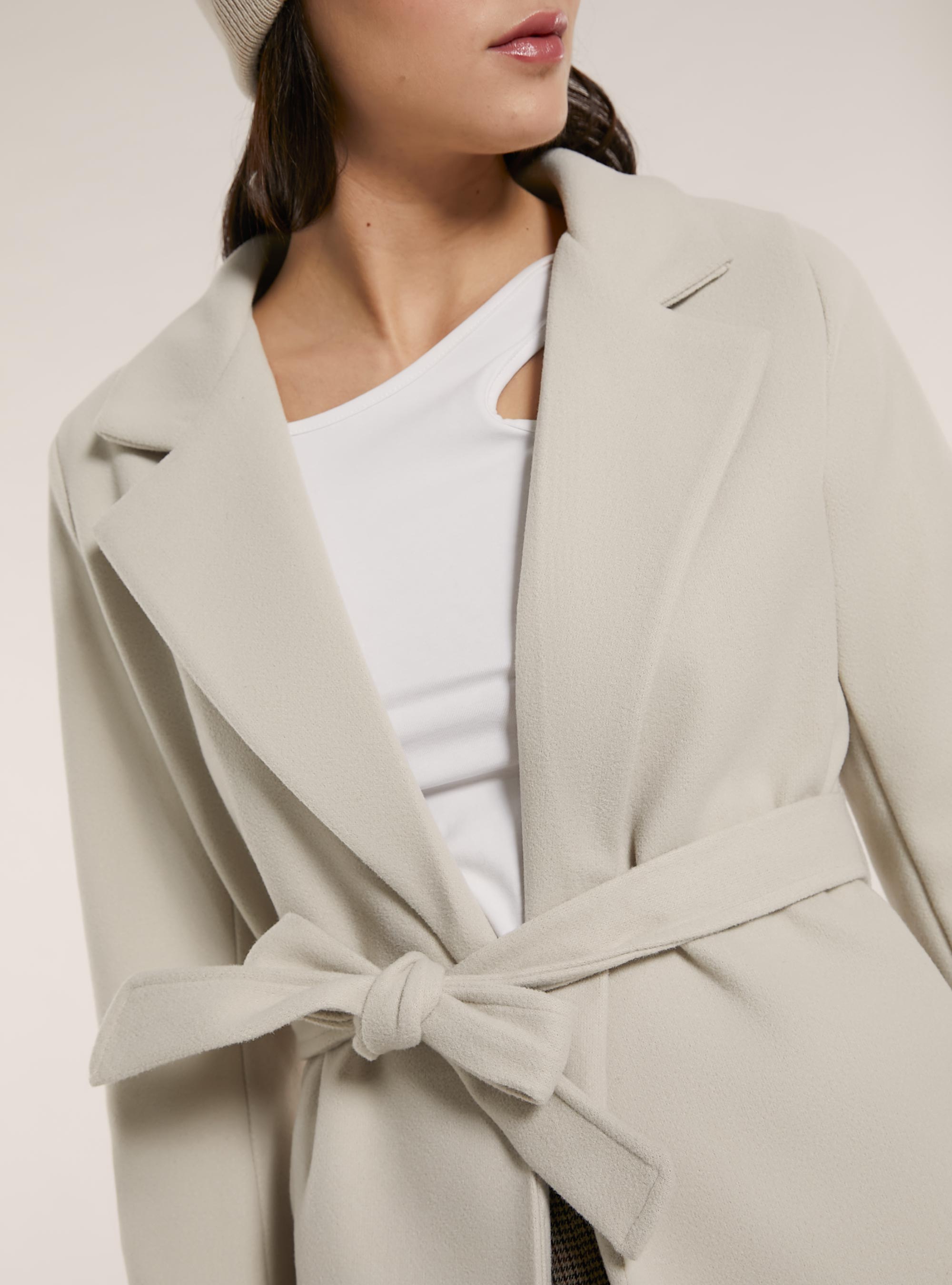 Cappotto in panno con cintura, WH1 OFF WHITE