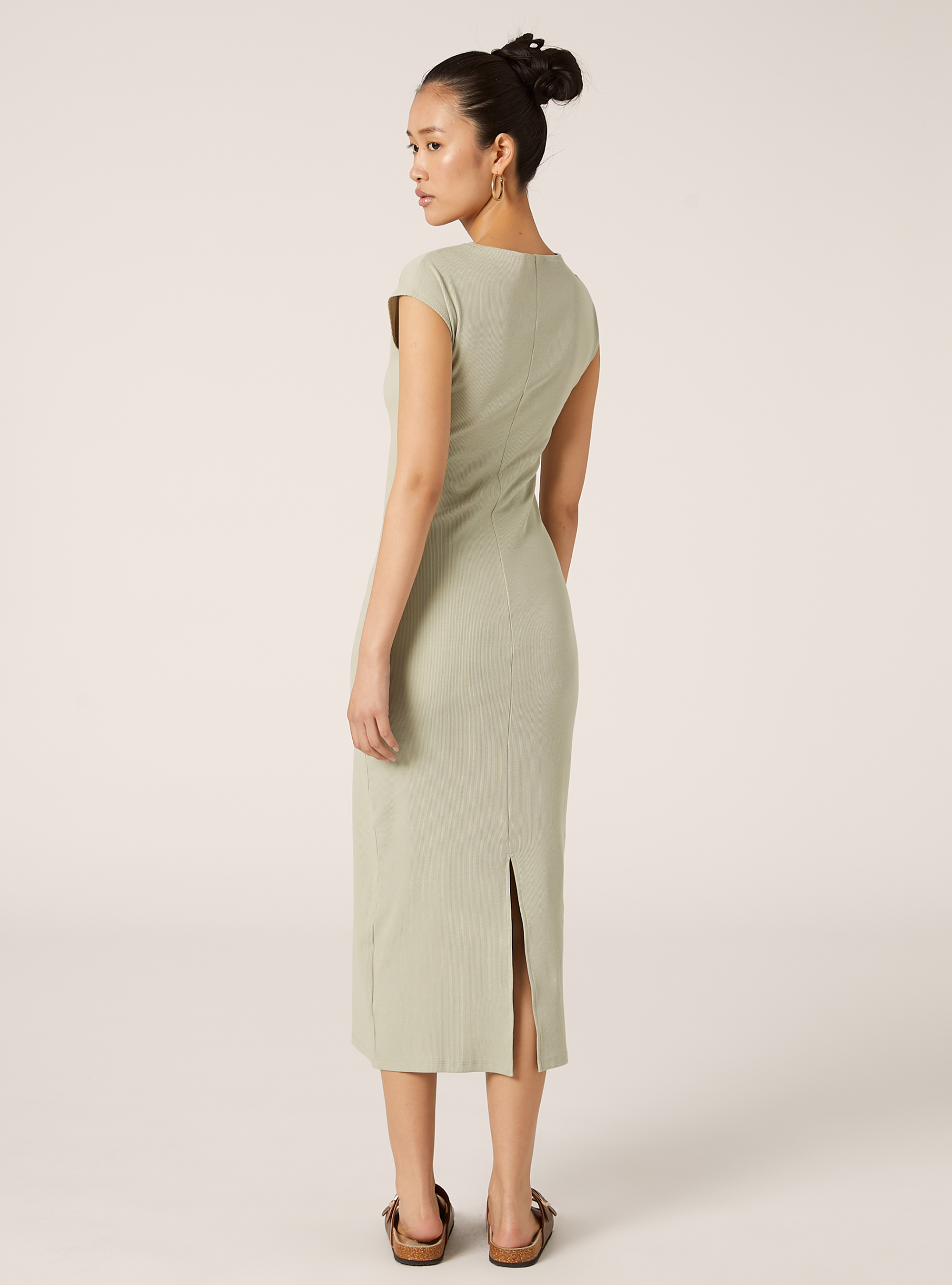 Fitted ribbed dress, SG3 SAGE LIGHT