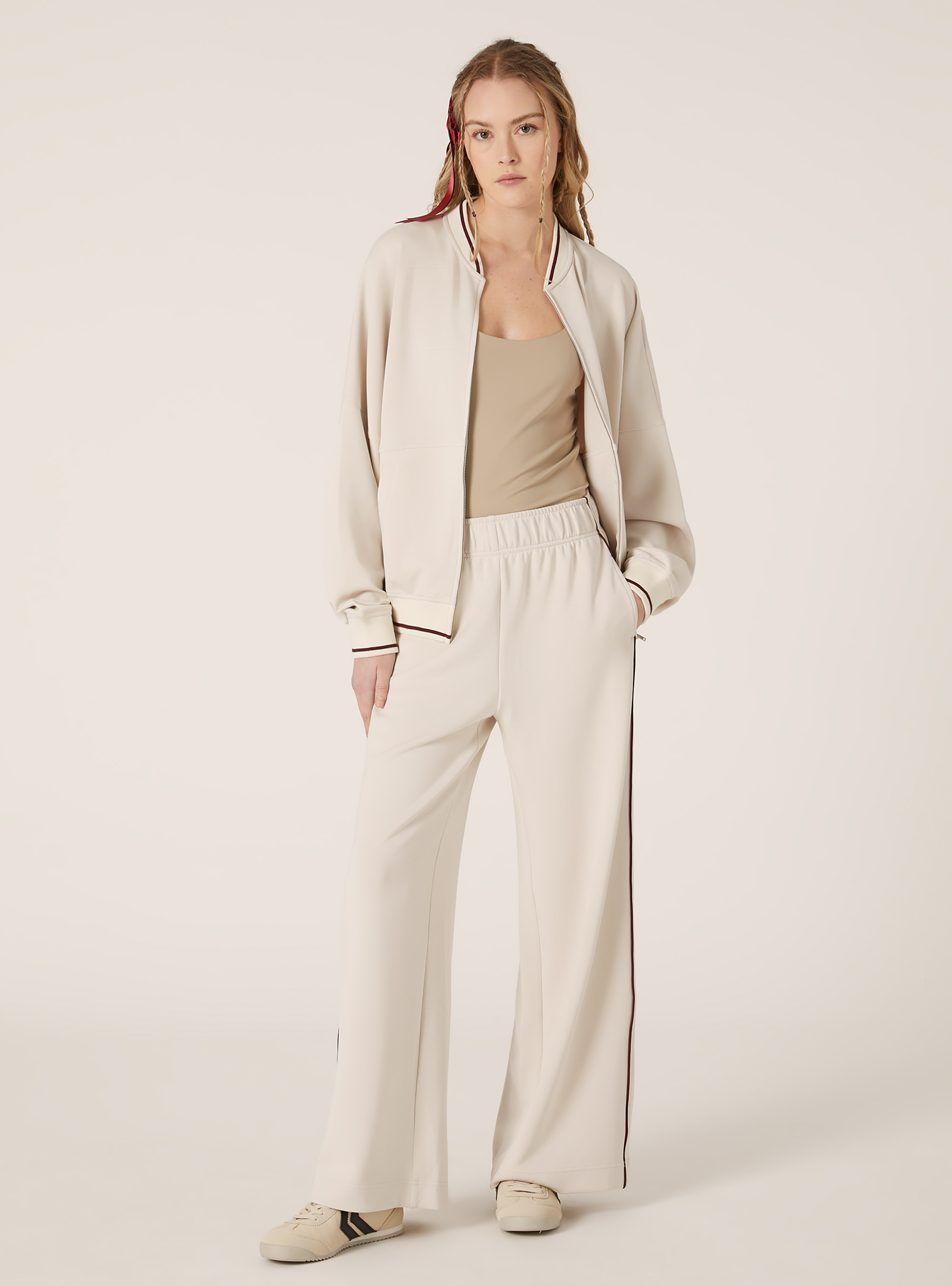 Soft touch zip-up sweatshirt, BG2 BEIGE MEDIUM