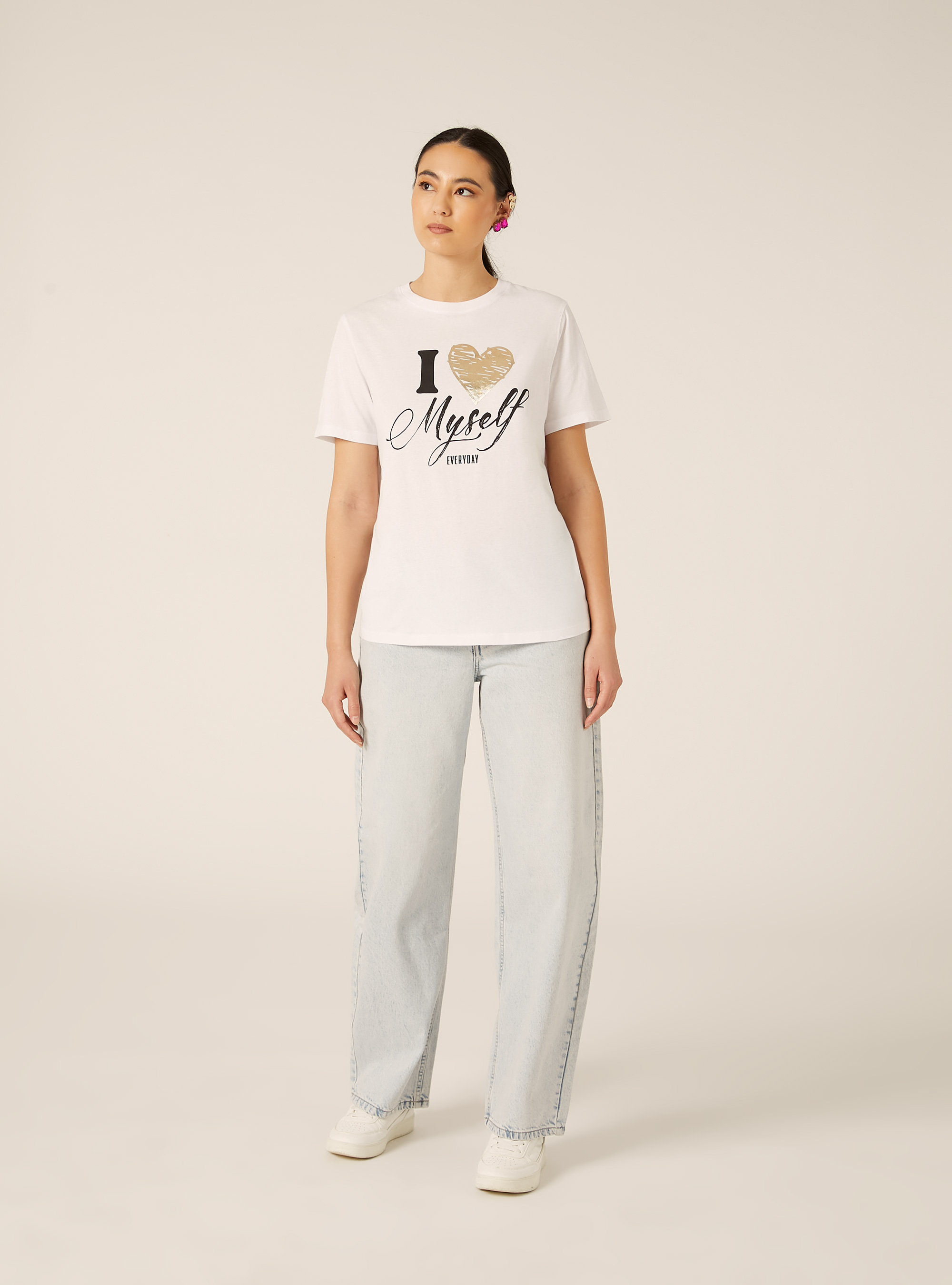 T-shirt avec imprim&eacute; m&eacute;tallis&eacute;, WH3 WHITE
