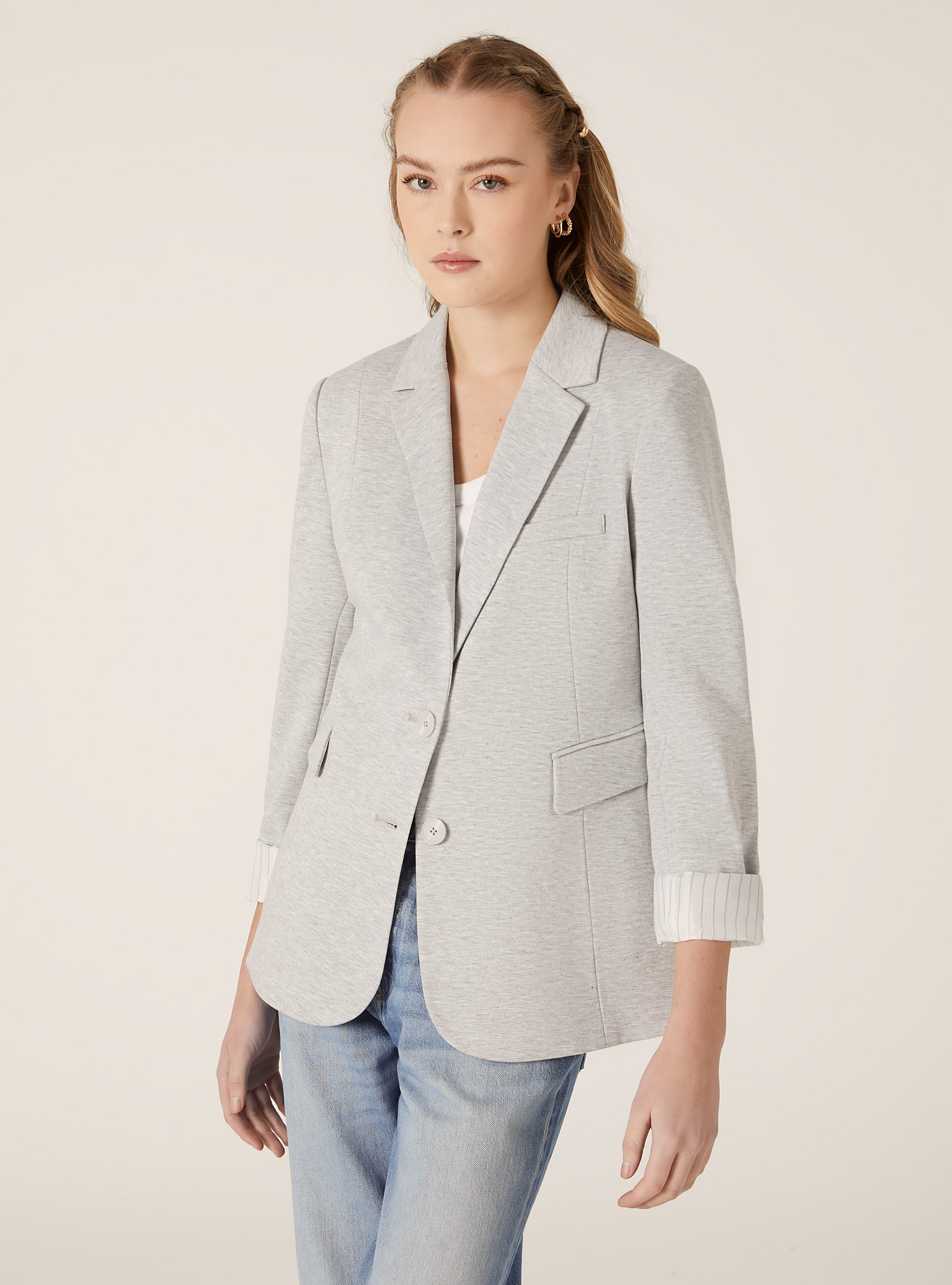 Jersey blazer, MGY3 GREY MEL LIGHT