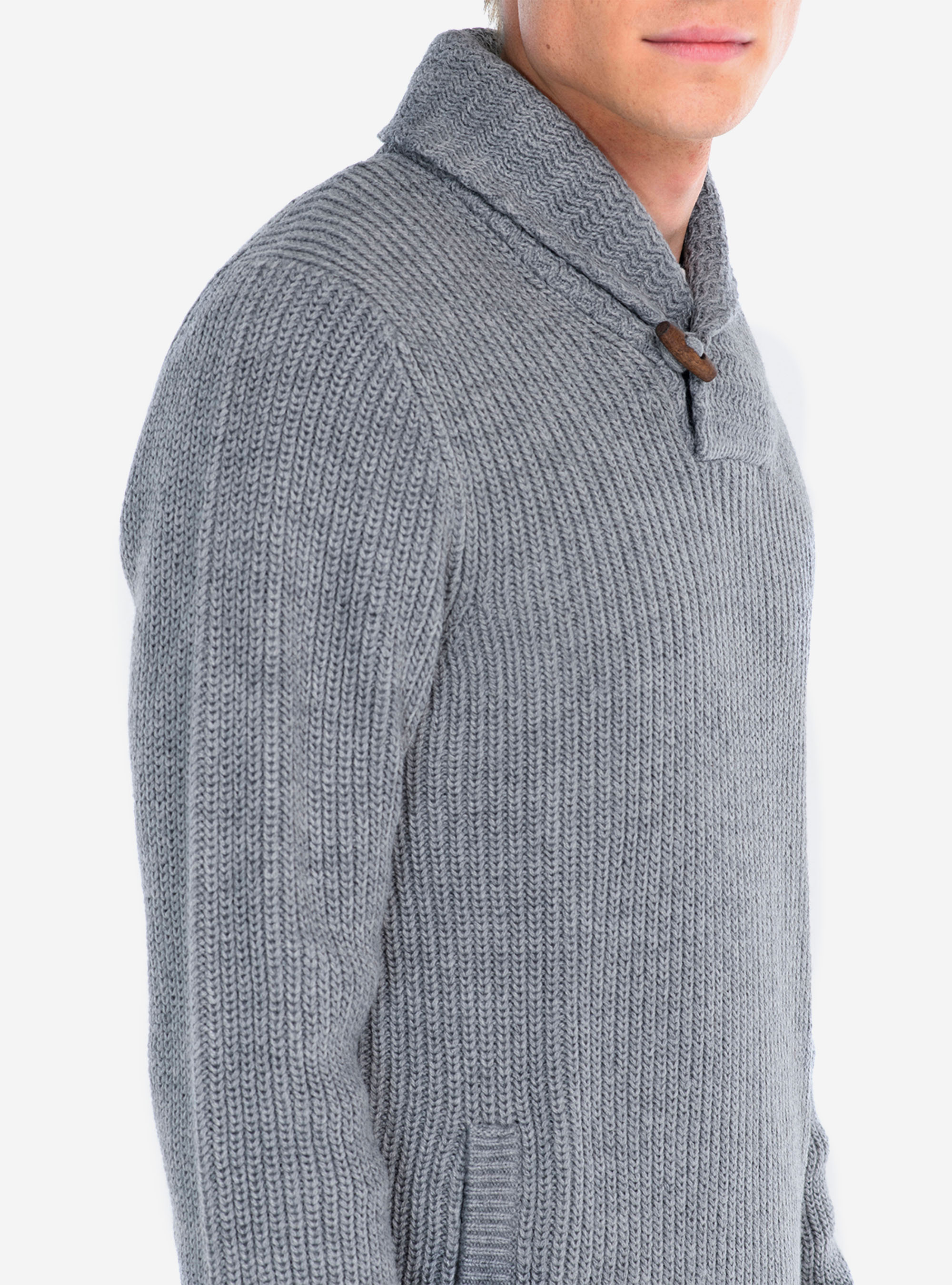 Pullover con collo a scialle, GRIGIO MELANGE
