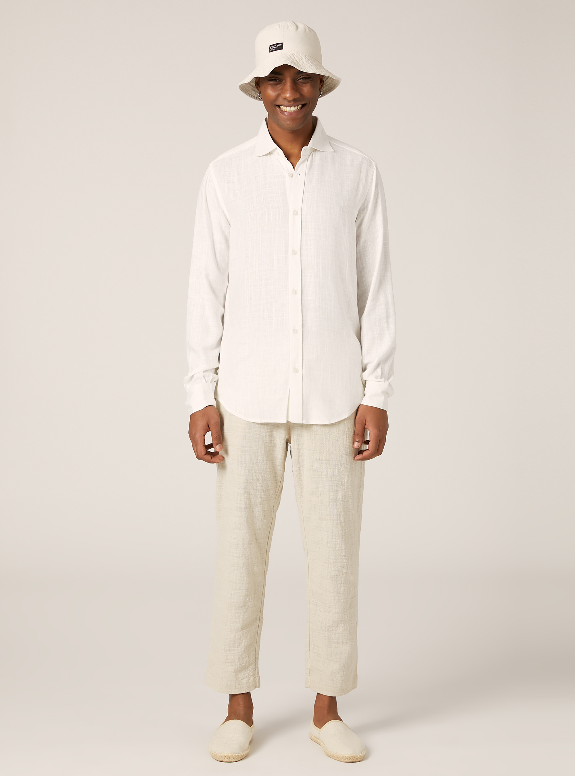 Linen blend shirt, WH1 OFF WHITE