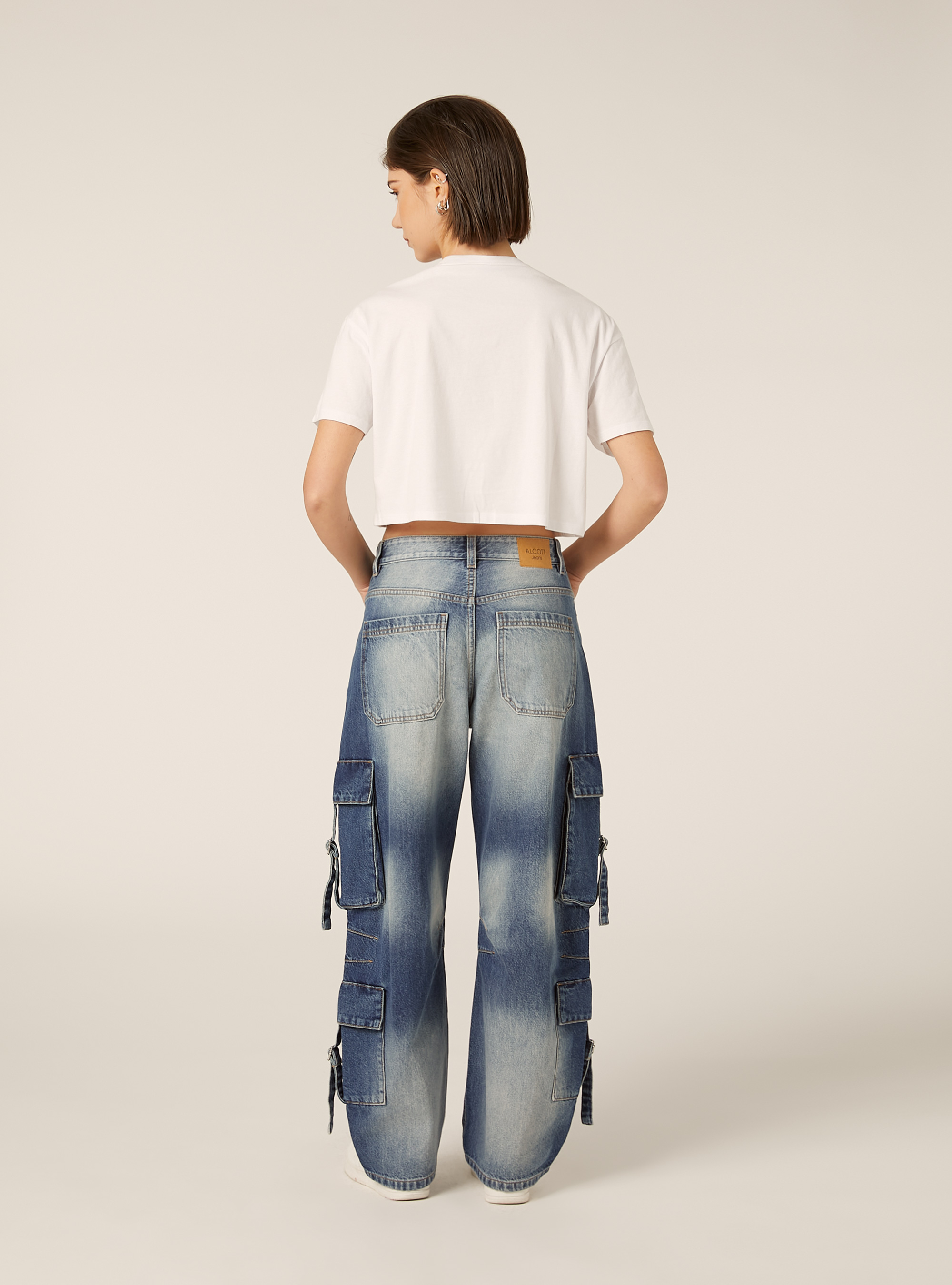 Jeans multicargo, D004 MEDIUM LIGHT BLUE