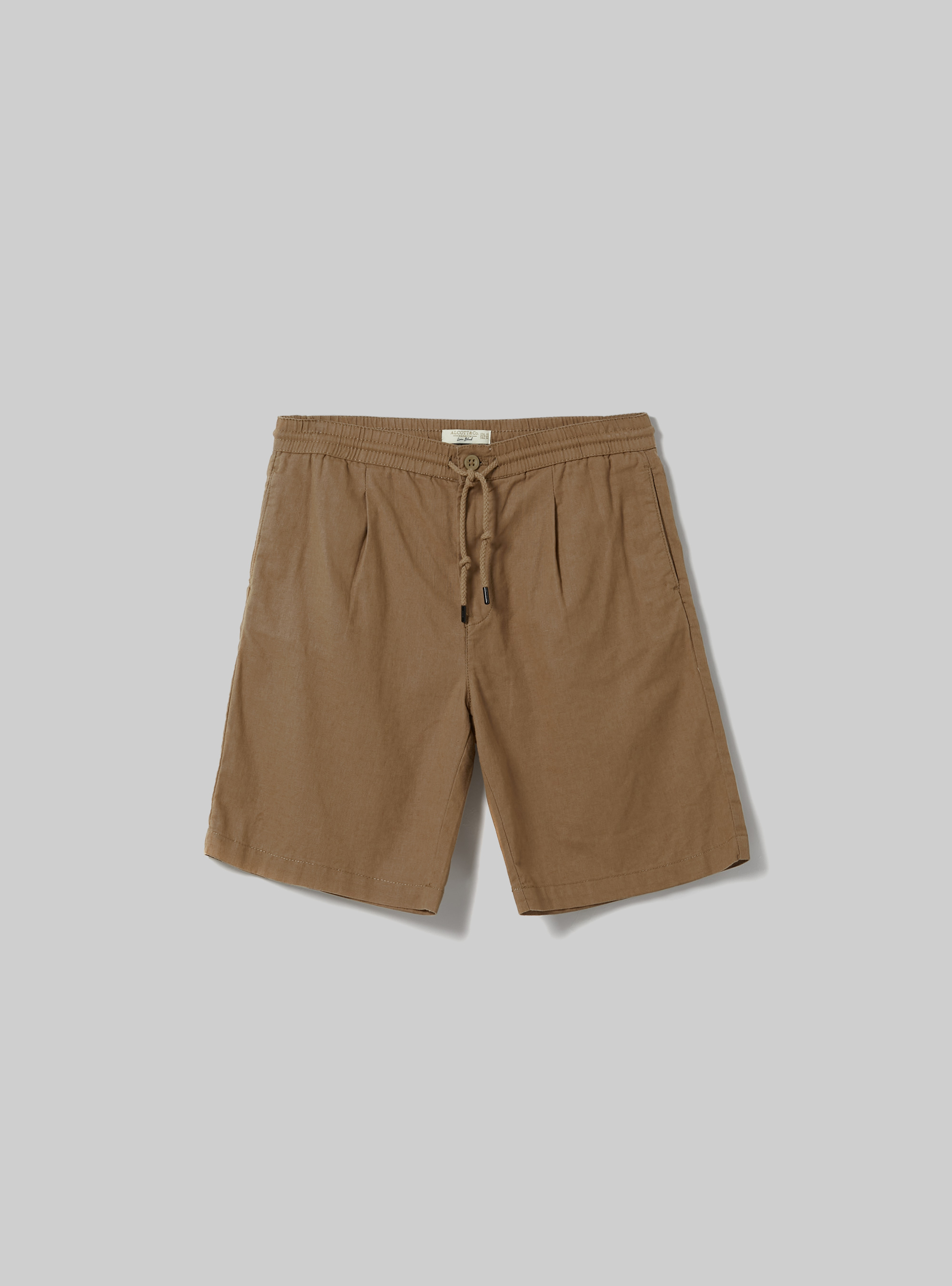 Linen Bermuda Shorts with Drawstring, TB2 TOBACCO MEDIUM