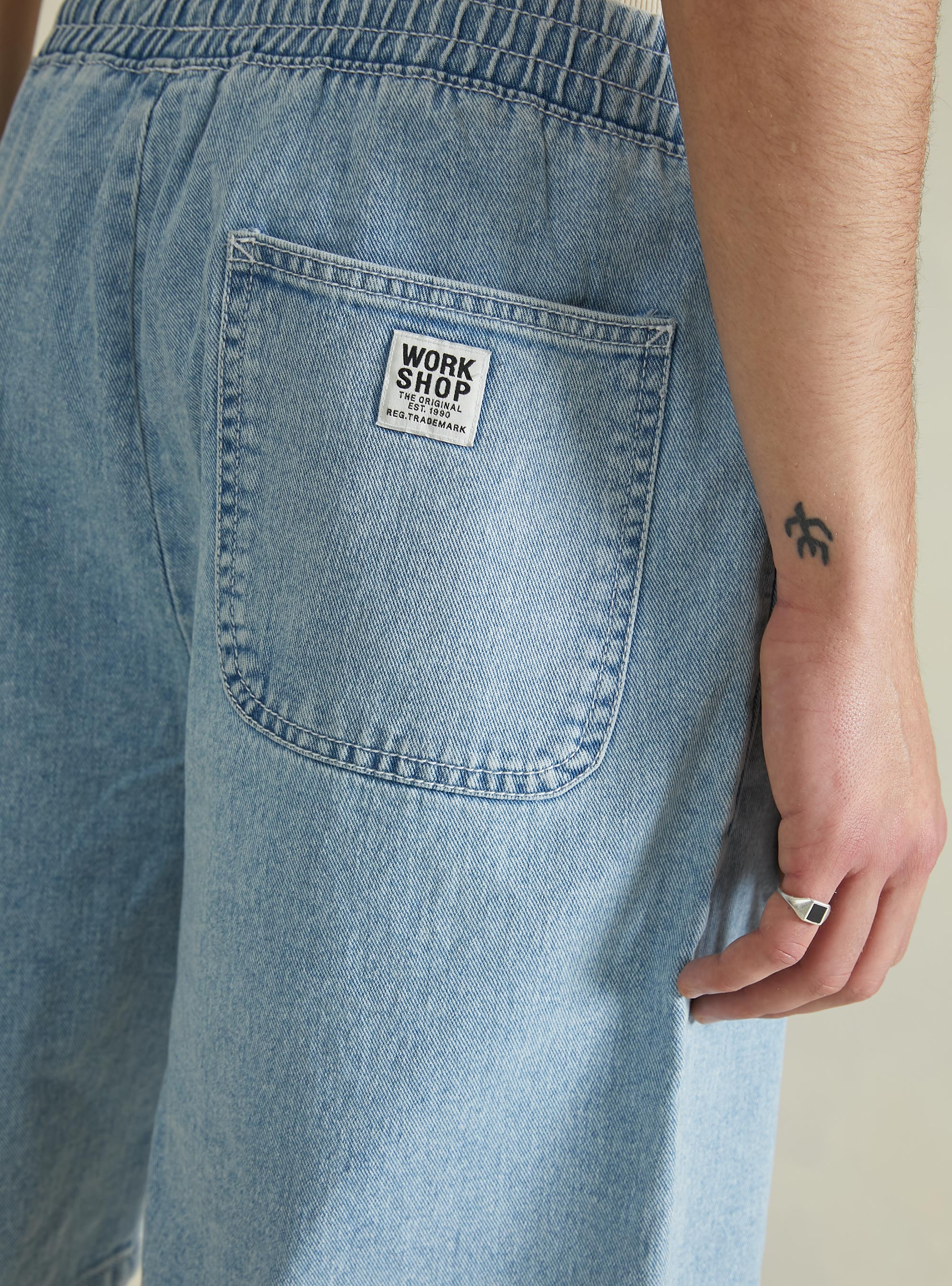 Bermuda en denim à coupe ample, D005 LIGHT BLUE