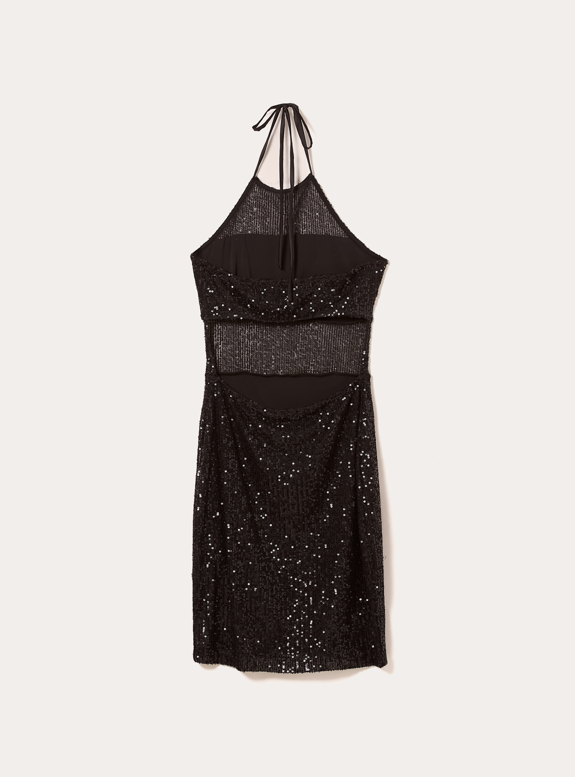 Sequin dress with halter neckline, BK1 BLACK