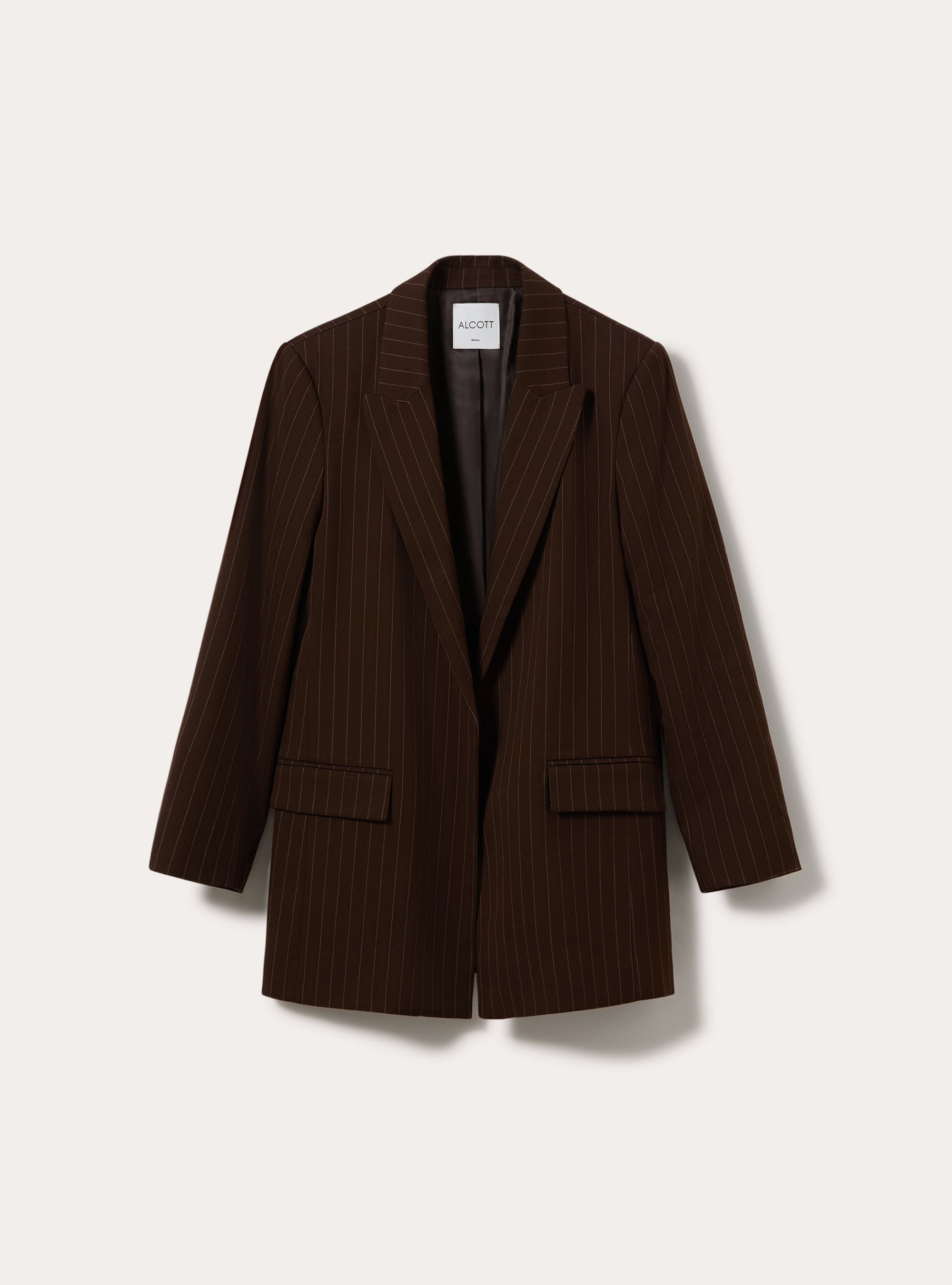 Blazer largo sastre con microestampado, BR1 BROWN DARK