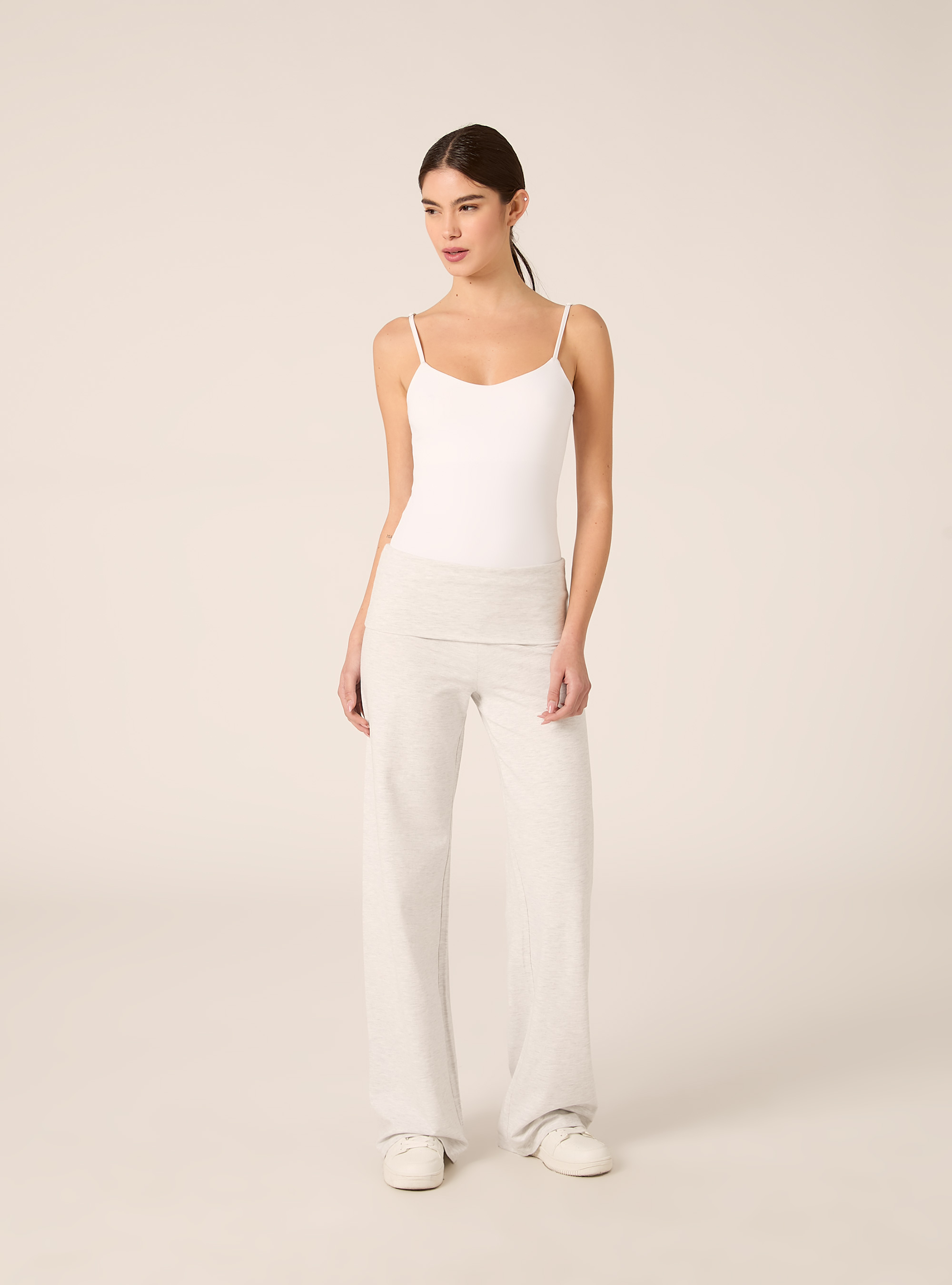 Leggings with cuffed waist, MGY3 GREY MEL LIGHT