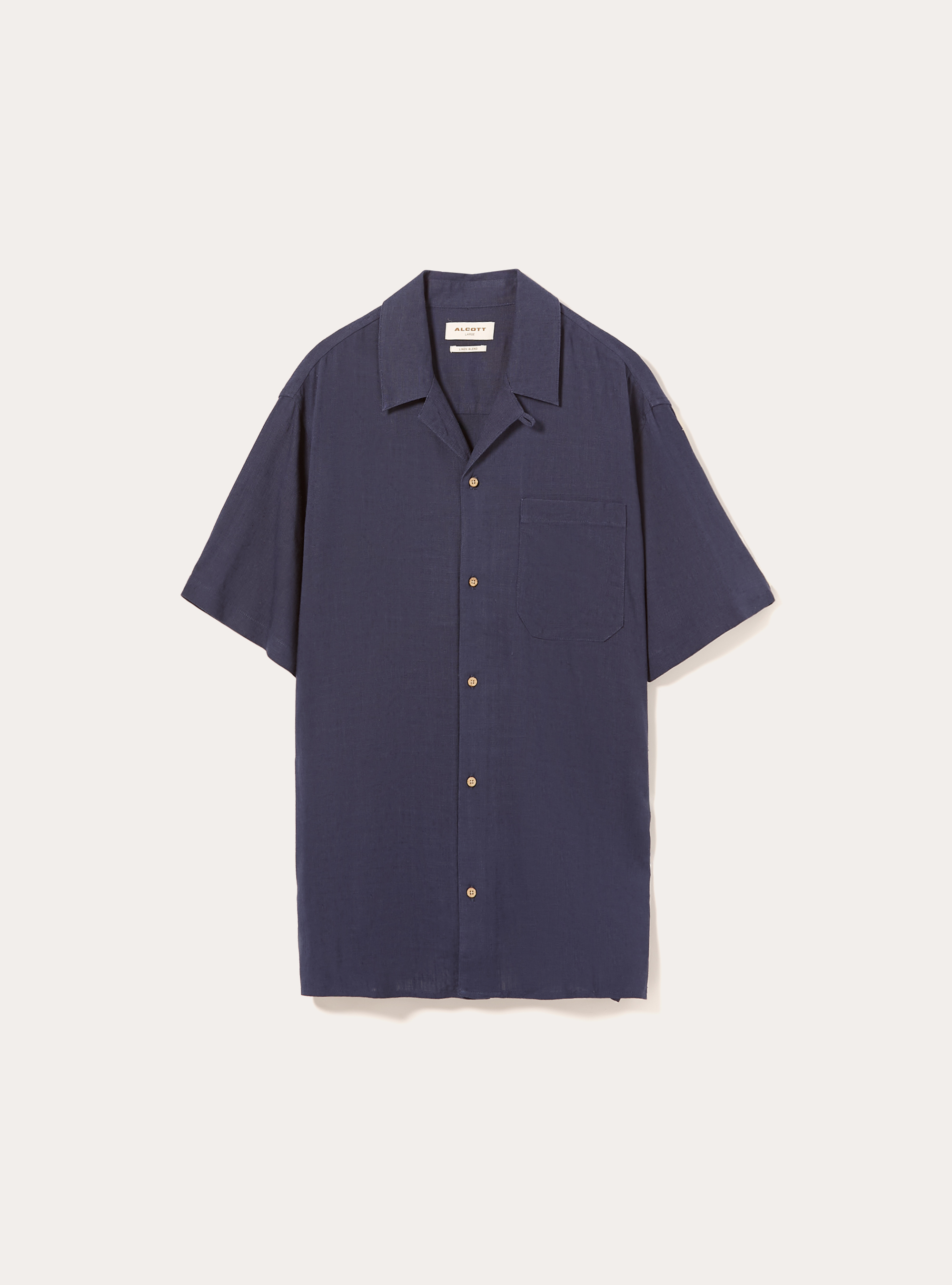 Chemise en lin mélangé avec col bowling, BL2 BLUE MEDIUM