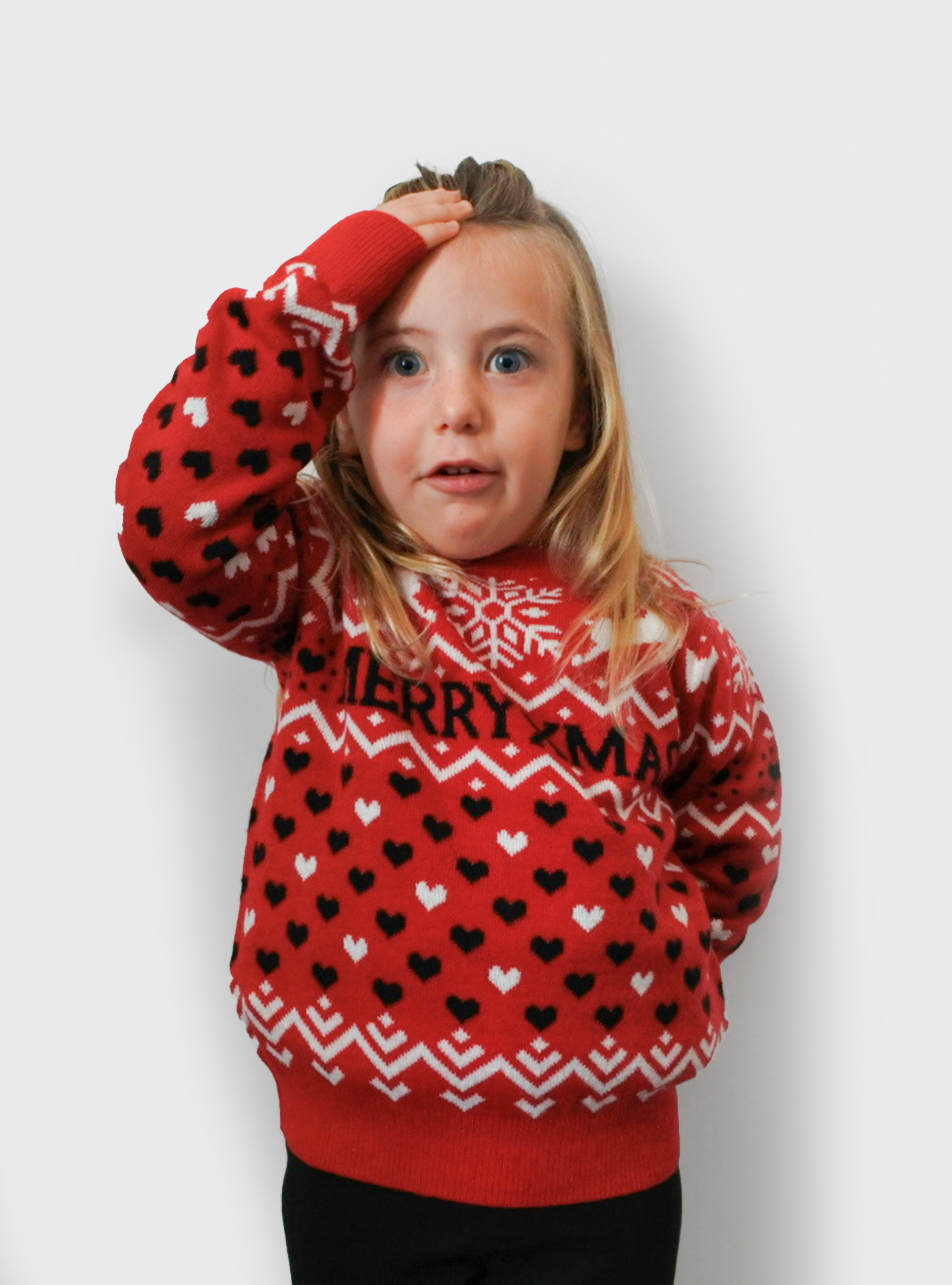 Pullover natalizio per bambino in misto lana, ROSSO