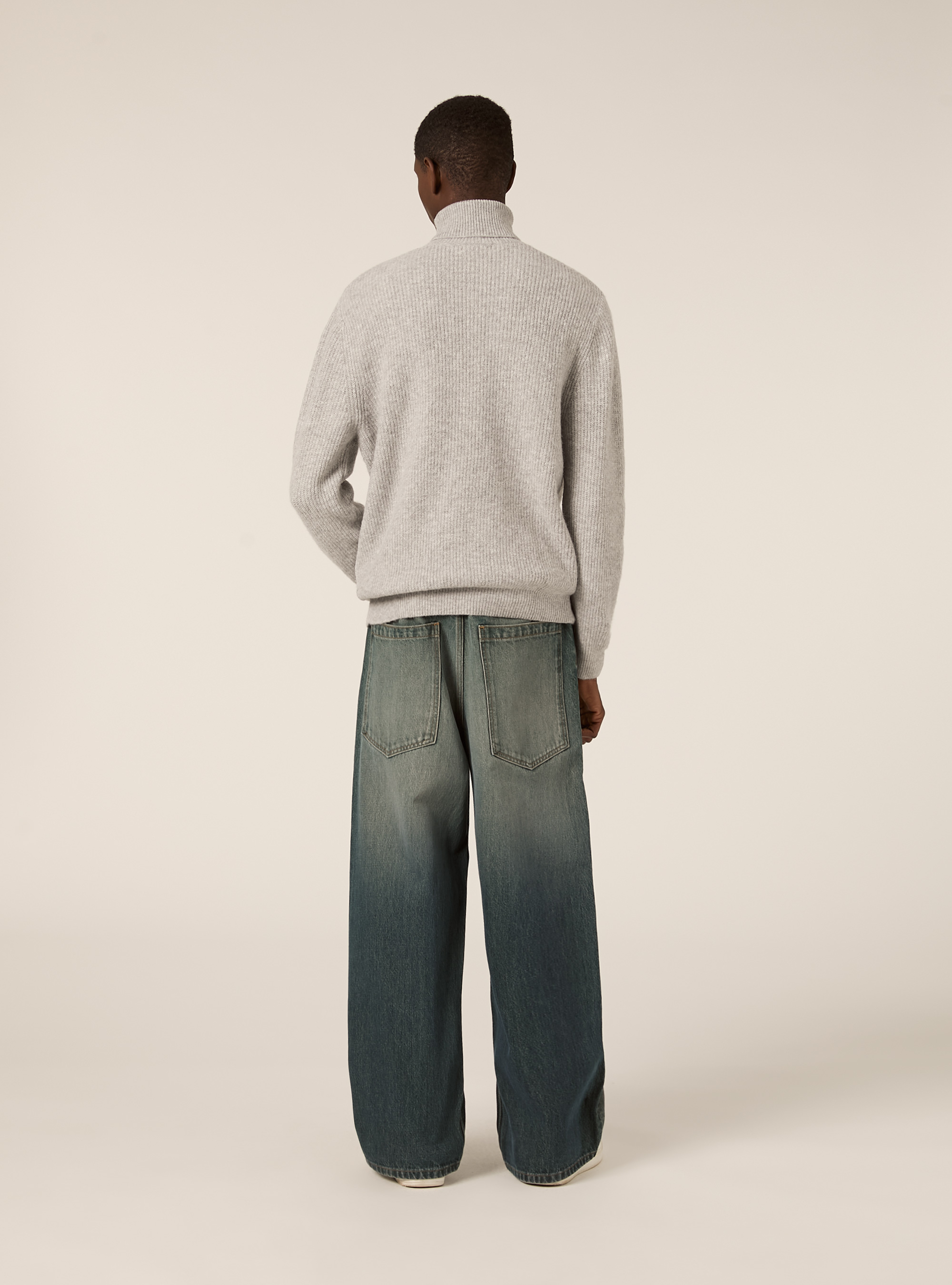 Maglia collo alto costa inglese, MGY2 GREY MEL MEDIUM