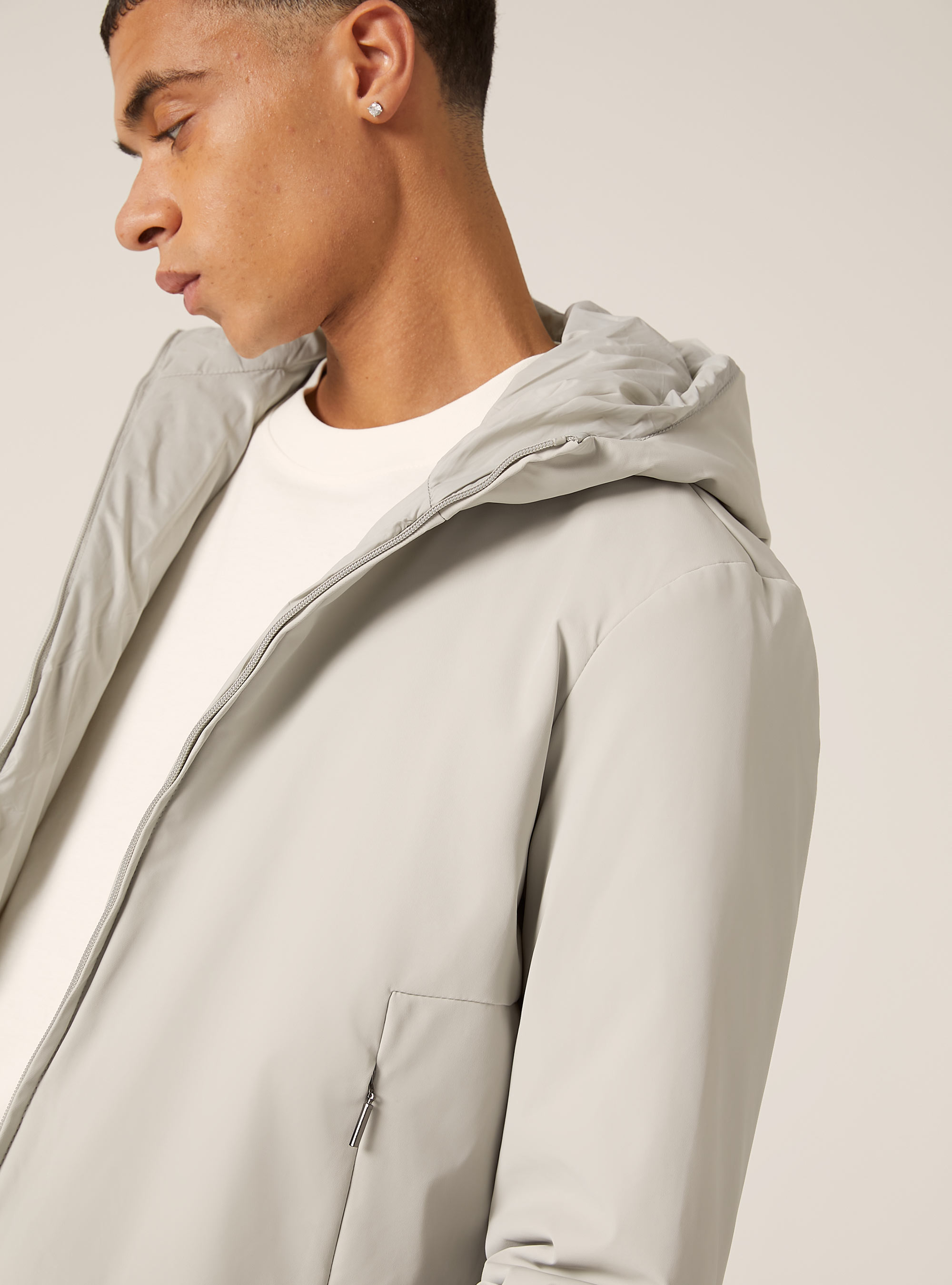 Giubbotto imbottito con cappuccio, GY3 GREY LIGHT