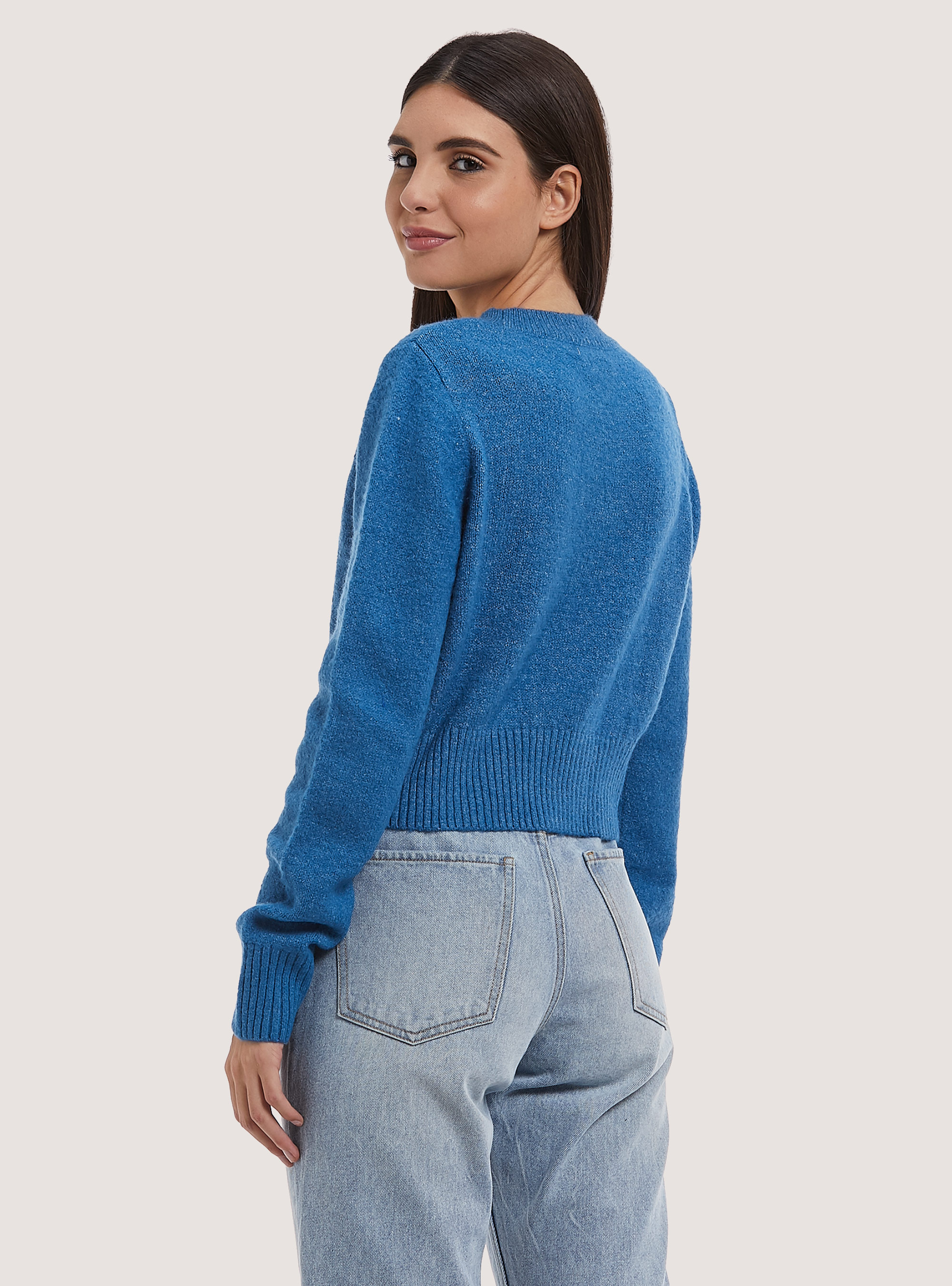 Pullover cropped soft touch, OB2 BLUE OIL MED.