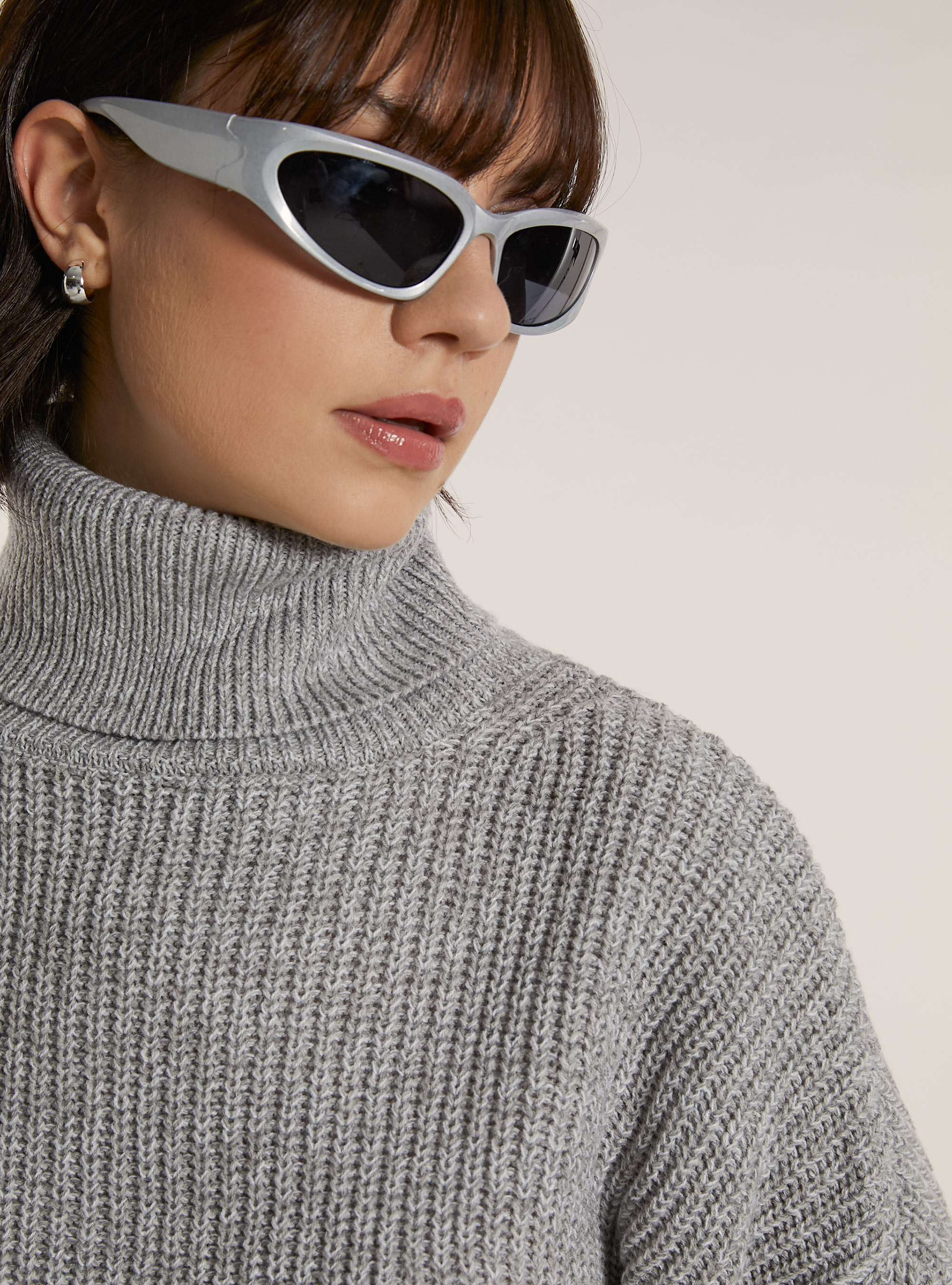 Maglia a collo alto, MGY2 GREY MEL MEDIUM