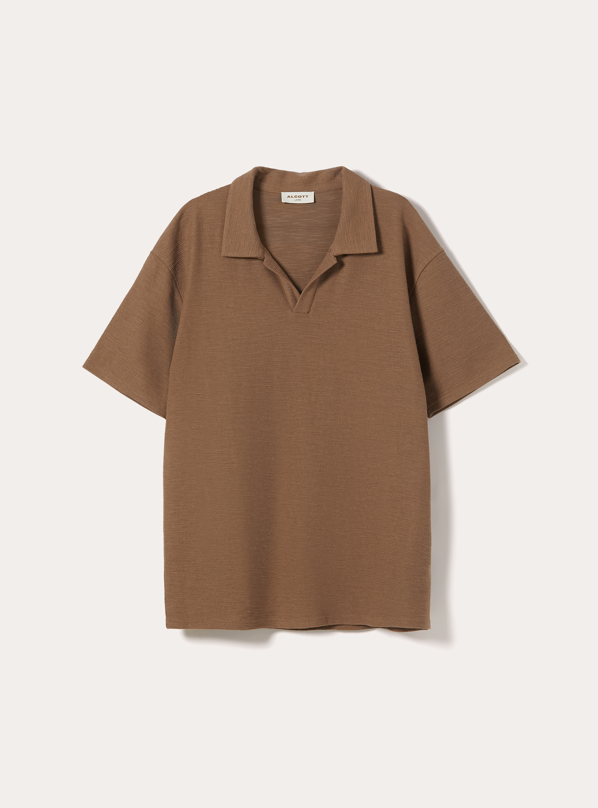 Waffle Knit Polo Shirt, BR2 BROWN MEDIUM