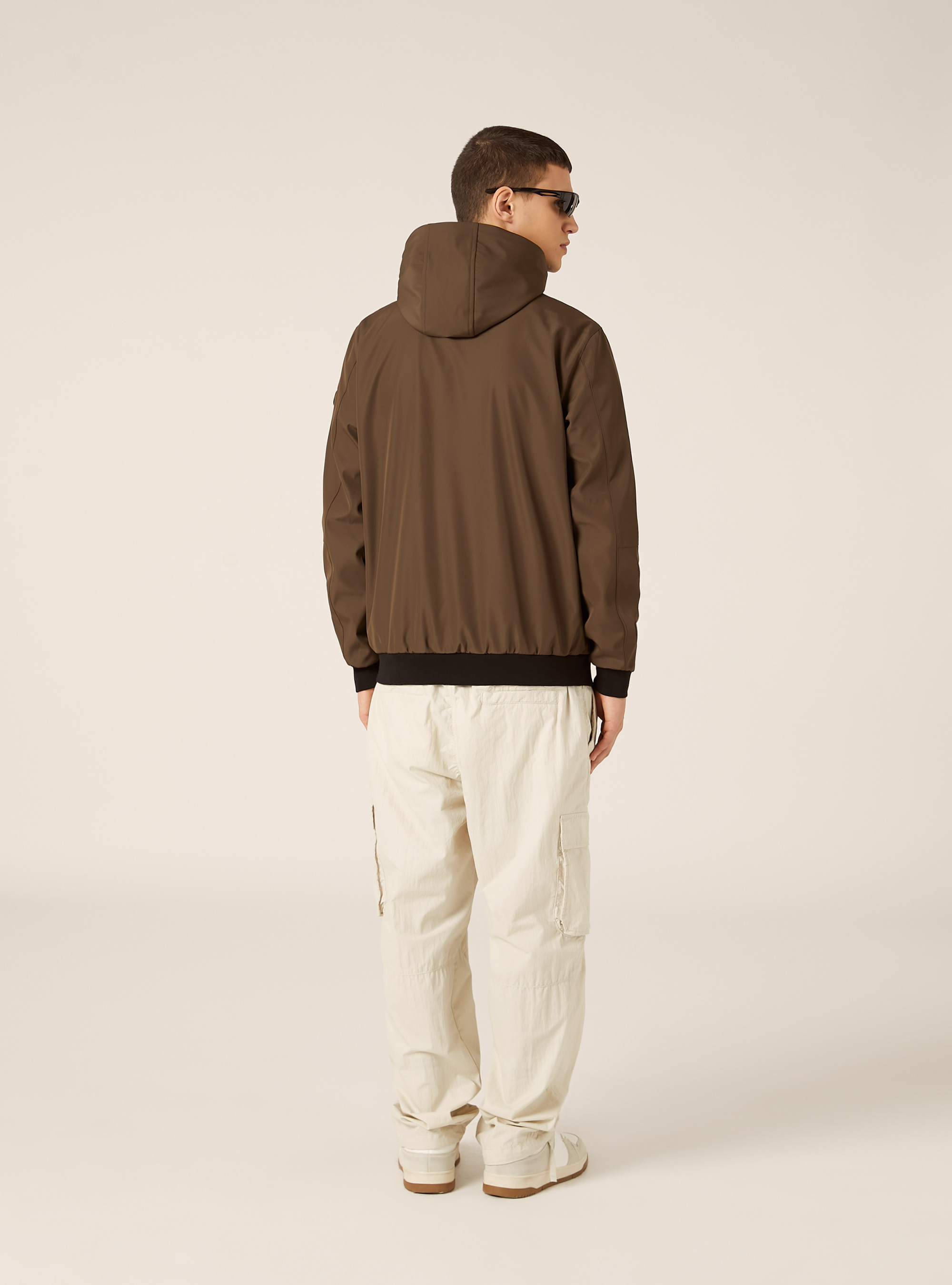 Bomber antivento con cappuccio, BR1 BROWN DARK