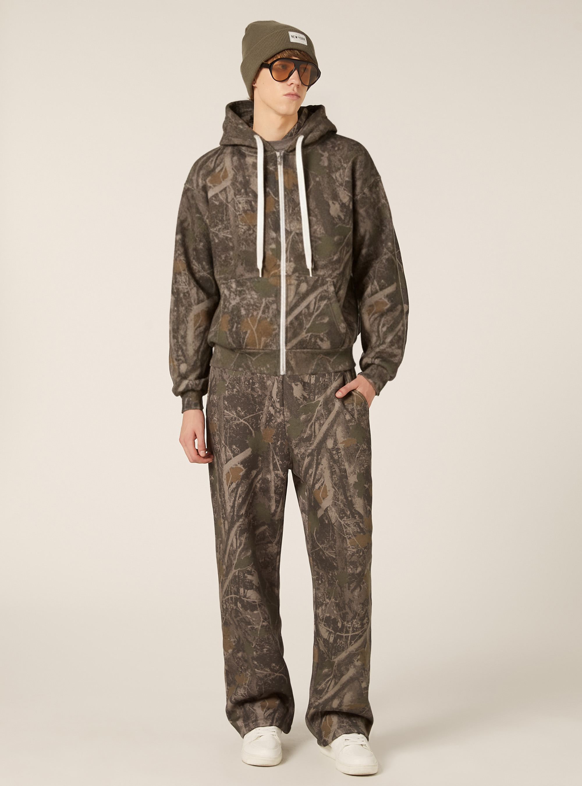 Cardigan in felpa boxy fit camo forest, KY2 KAKY MEDIUM